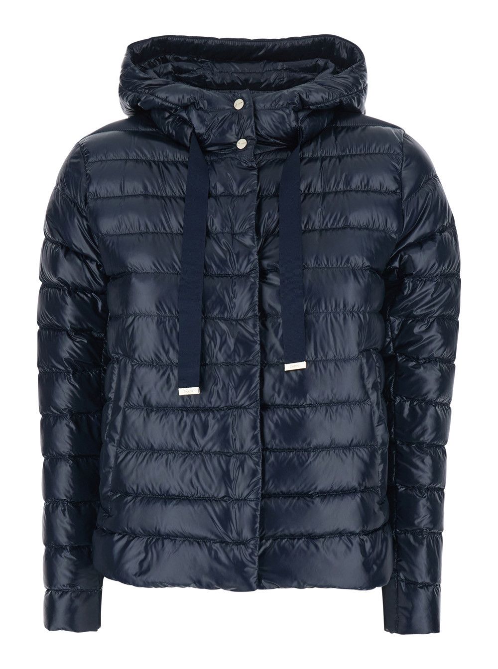 Herno Blue Hooded Puffer Jacket with Drawstring and Logo Detail on Drawstring in Tech Fabric for Women Size M / US 6-8 / IT 42-44 - 1 Thumbnail
