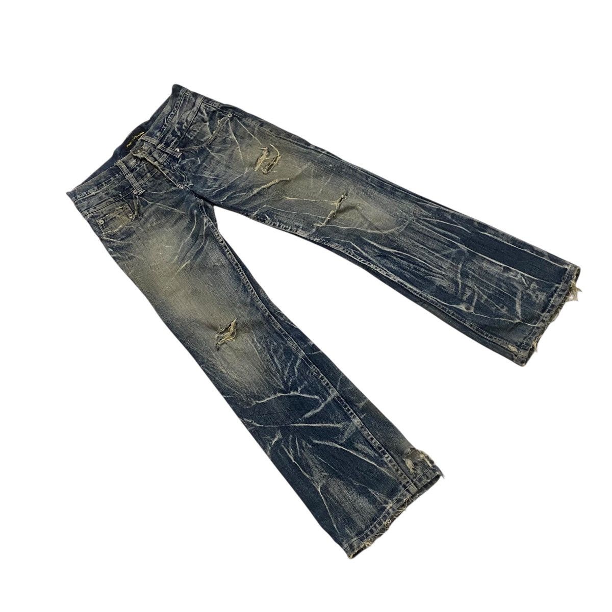 If Six Was Nine × Japanese Brand Nylaus Premium double waist distressed flare denim Size US 32 / EU 48 - 2 Thumbnail