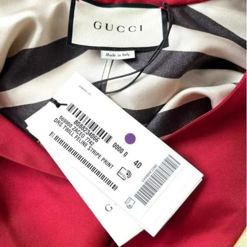 Gucci Gucci Red Striped 100% Silk Loungewear Dress, S/IT40 Size S / US 4 / IT 40 - 16 Thumbnail