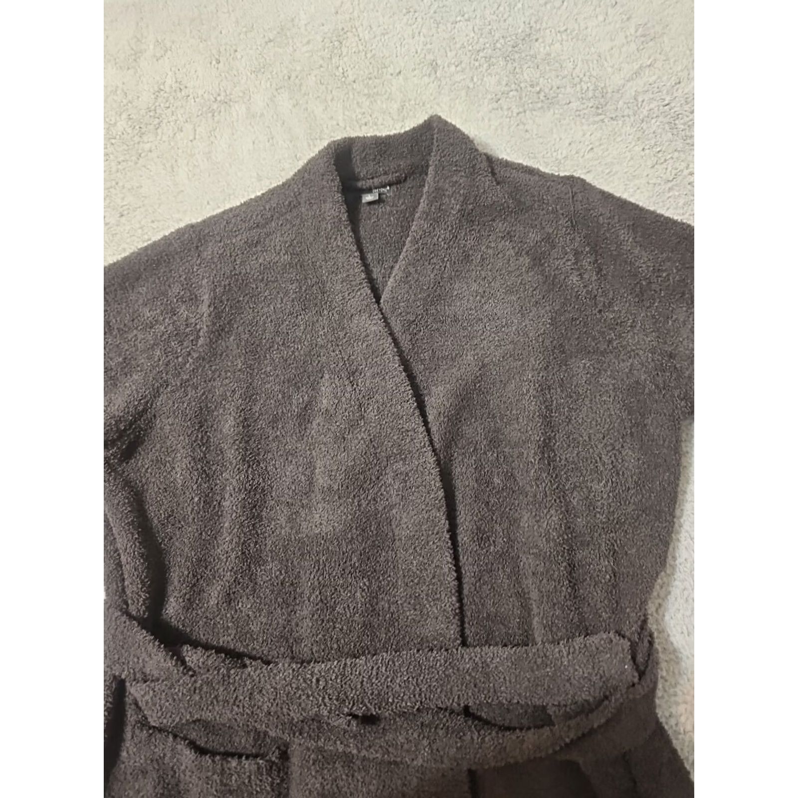 Vintage Barefoot Dreams Robe Women Long Sleeve Collared Tie Gray L Knit Polyester Cozy Chic Solid Belted Size L / US 10 / IT 46 - 2 Thumbnail