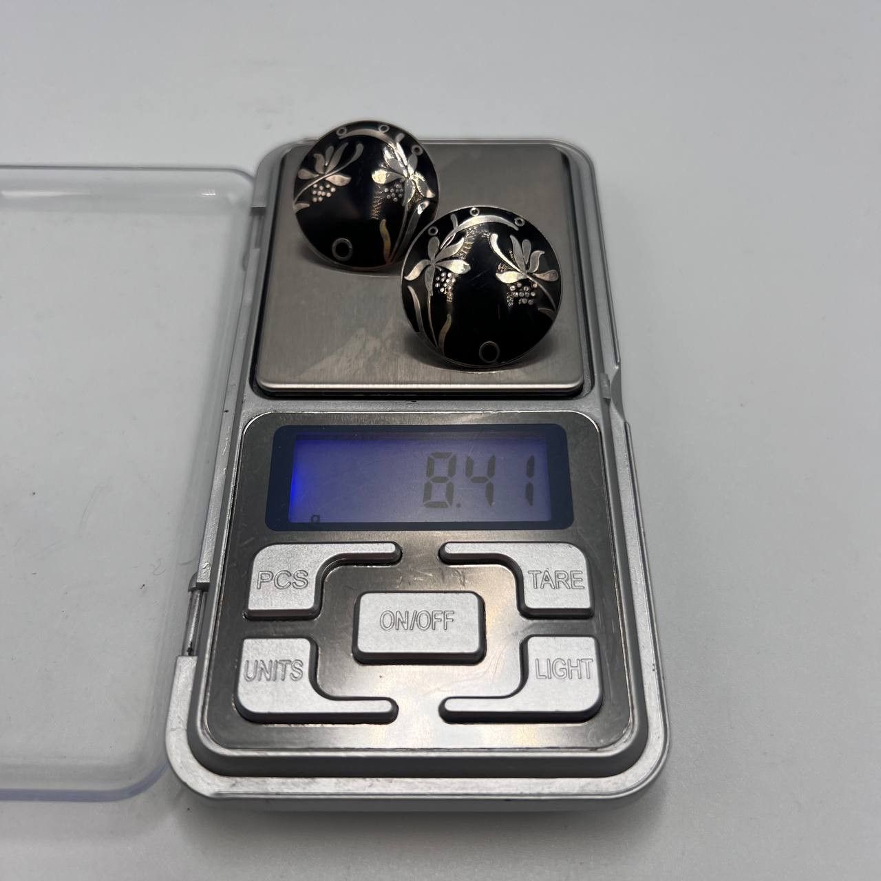 Vintage Vintage Puset Women's Jewelry Silver Earrings Black Enamel Size ONE SIZE - 5 Thumbnail