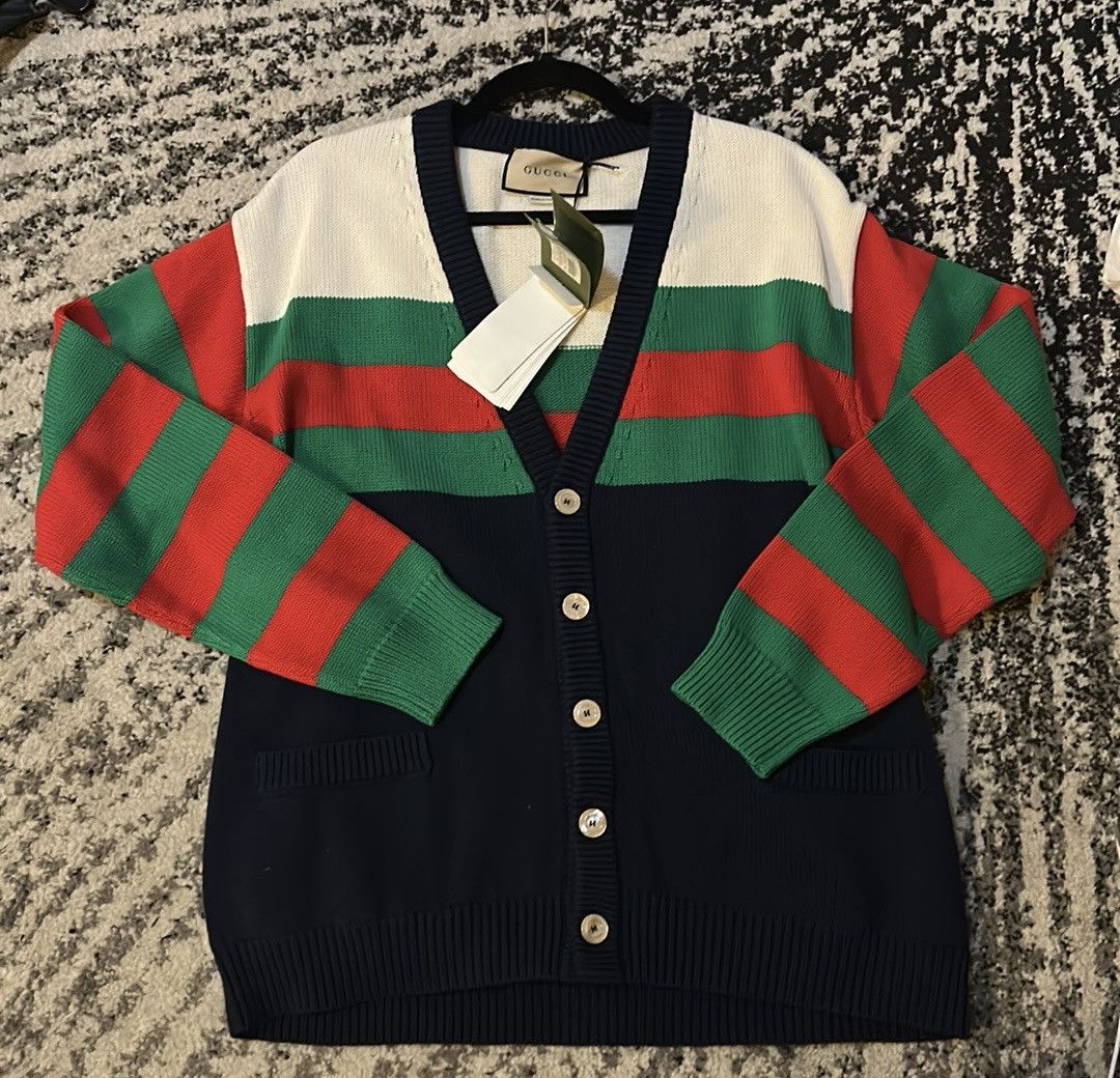 Gucci Gucci Striped Button Up Cotton & Wool Cardigan size L Size US L / EU 52-54 / 3 - 10 Thumbnail
