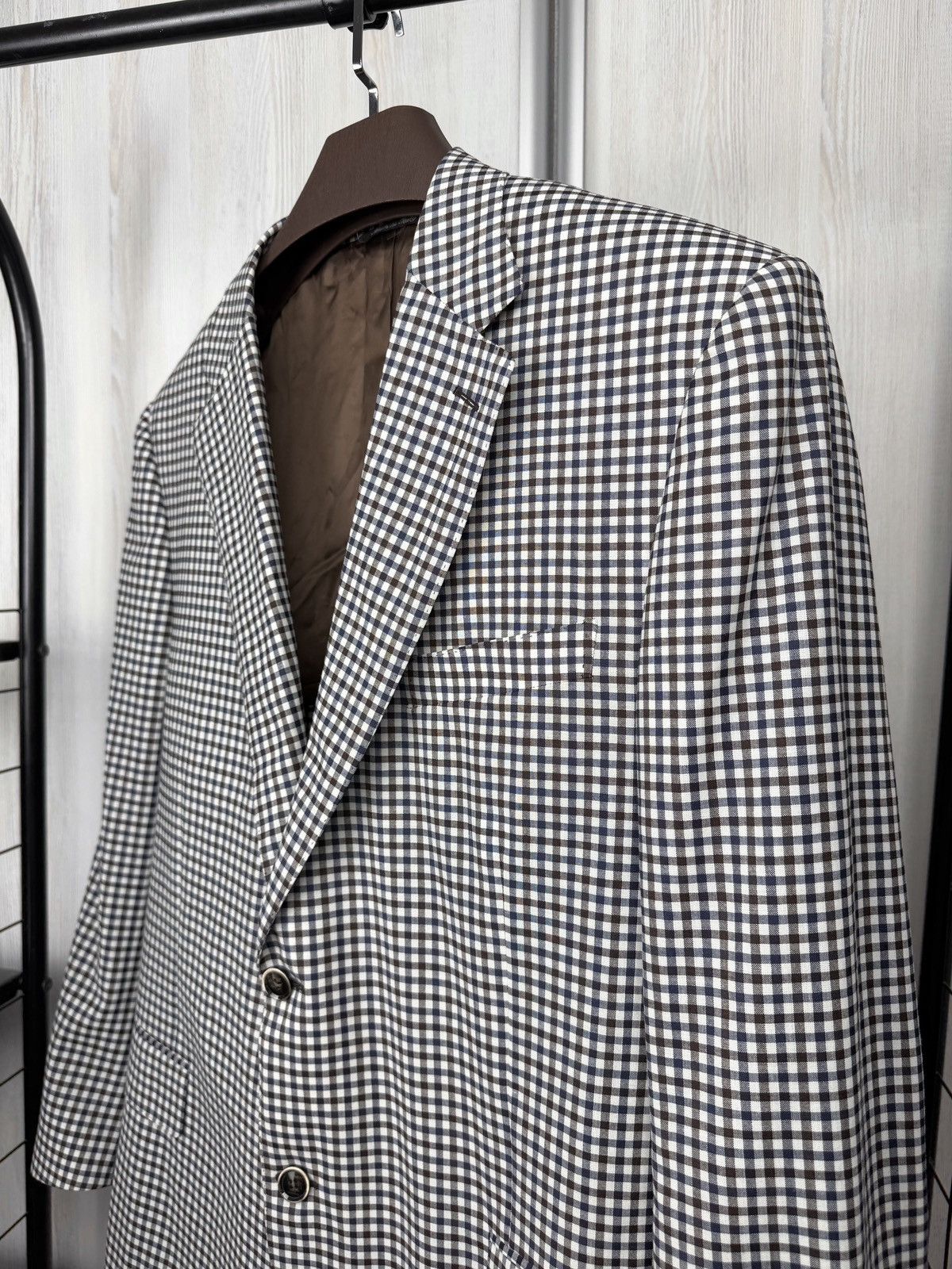 Canali Canali Italy Wool Cotton Travel Checkered 2 button blazer Size 46R - 4 Thumbnail
