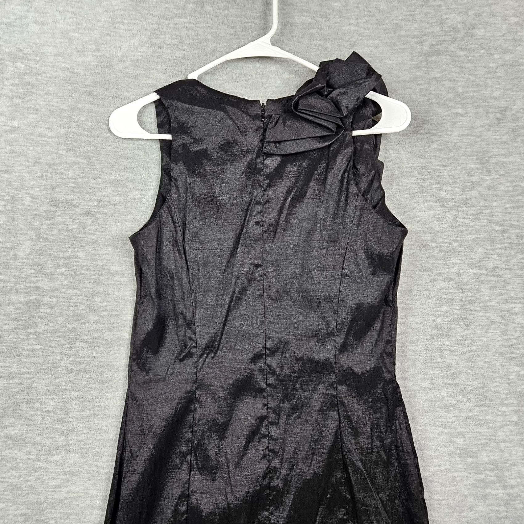 Vintage Cache Black Rosette Ruffle Shoulder Bodycon Cocktail Prom Mini Dress Size 10 Size L / US 10 / IT 46 - 6 Thumbnail