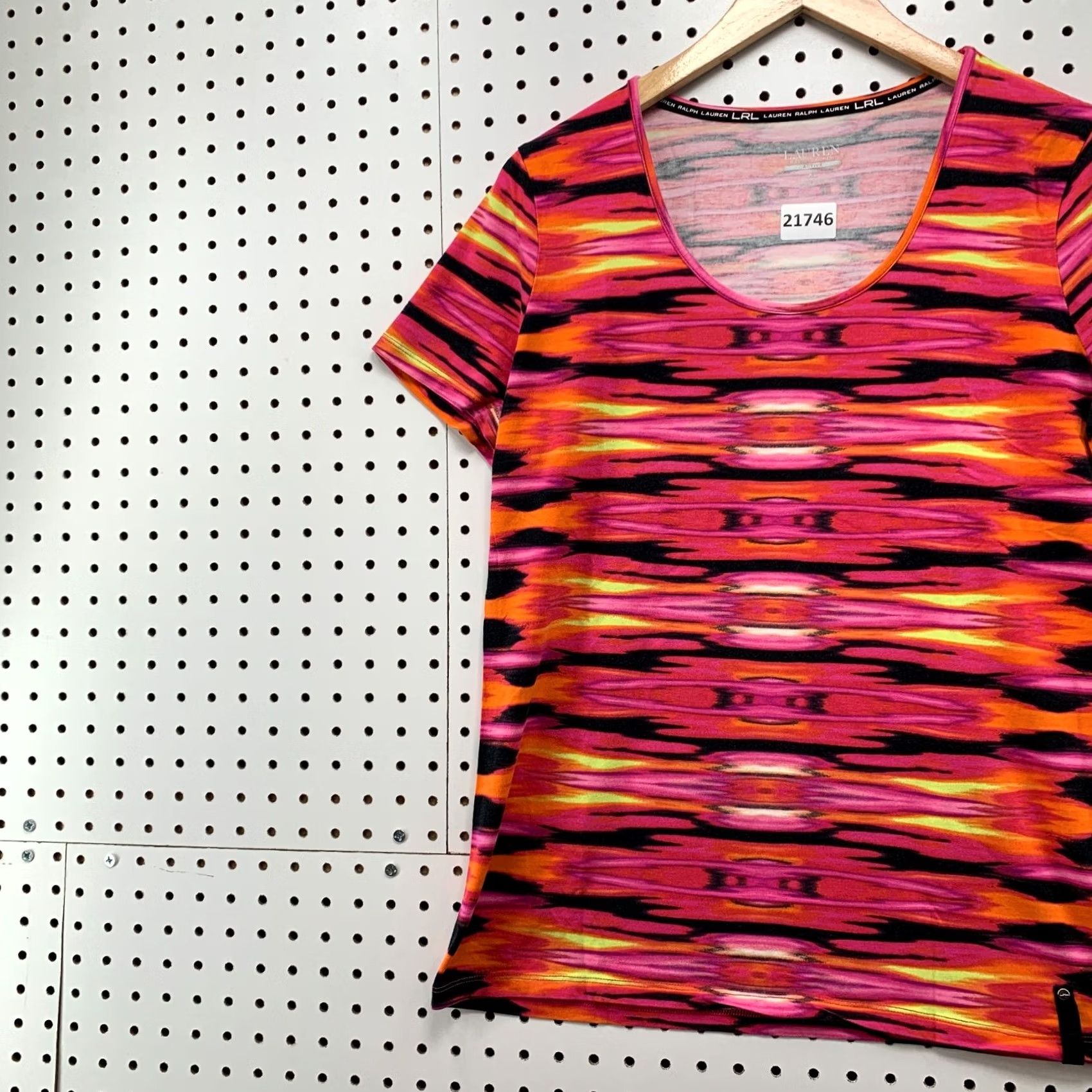Ralph Lauren VINTAGE LRL Lauren Ralph Lauren Active Shirt Women's XL Striped Pink Orange T-Shirt 20.5x27 Size XL / US 12-14 / IT 48-50 - 3 Thumbnail