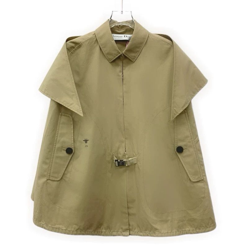 Dior Brown bee embroidered cotton lapel cloak coat 2505-Nex