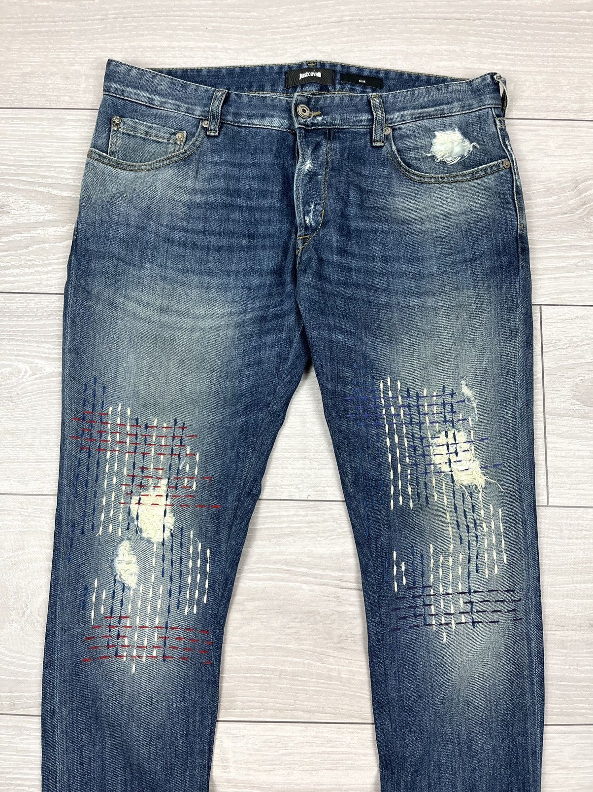 Just Cavalli Just Cavalli Italy Blue Denim Patchwork Slim Jeans Pants Size US 34 / EU 50 - 4 Thumbnail
