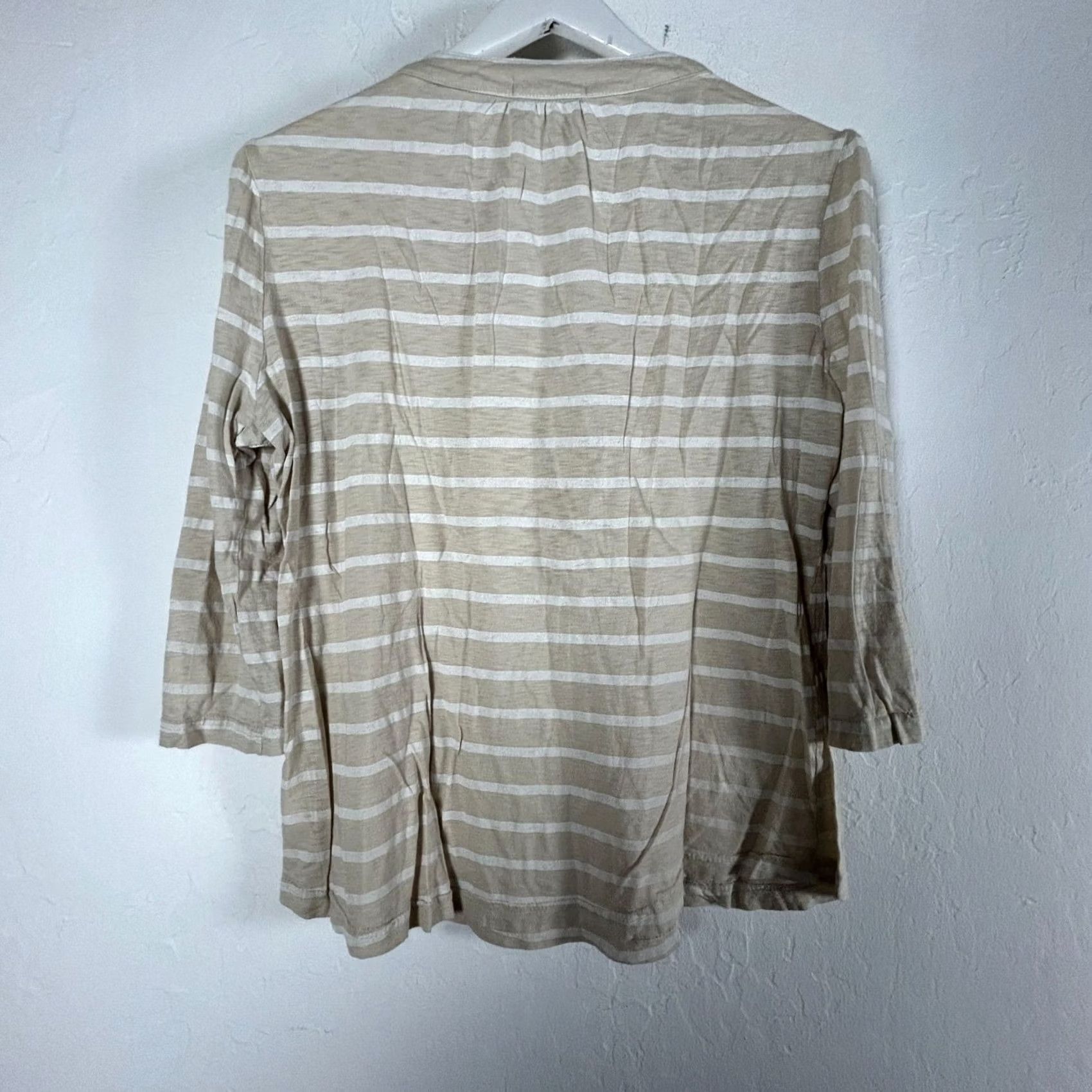 Vintage Fresh Produce Womens Striped 3/4 Sleeve Shirt Large Beige/Blue/Black Lot of 3 Size L / US 10 / IT 46 - 2 Thumbnail