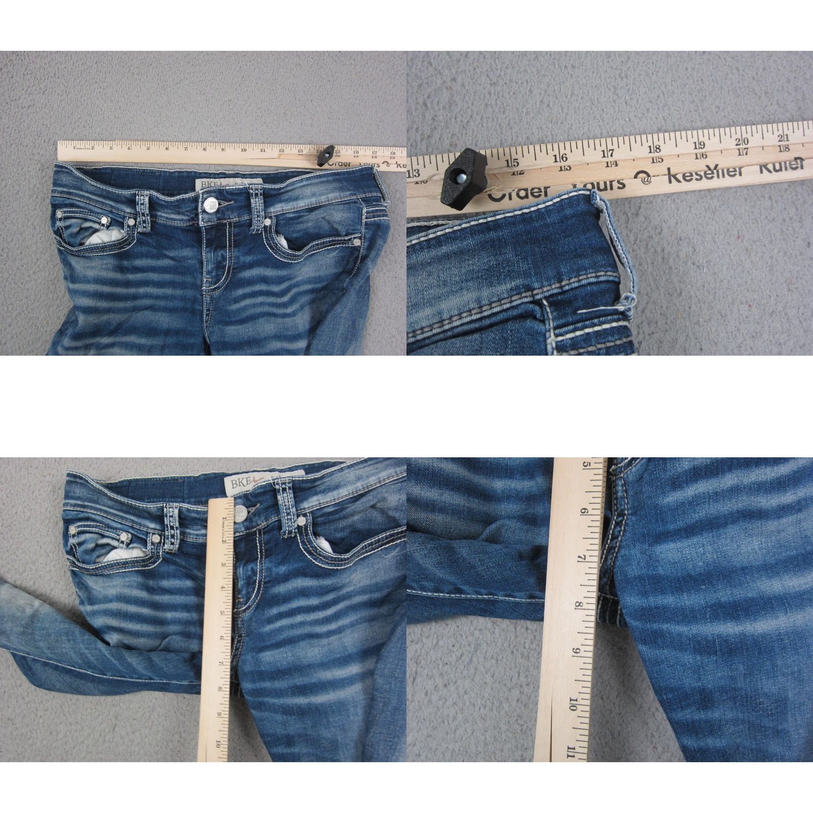 Vintage Buckle BKE Jeans Womens Capri 29 Blue Denim Sabrina Cropped 5-Pocket Stretch Casual Regular Size 29 Womens Jeans Capris" Size 29" - 8 Thumbnail