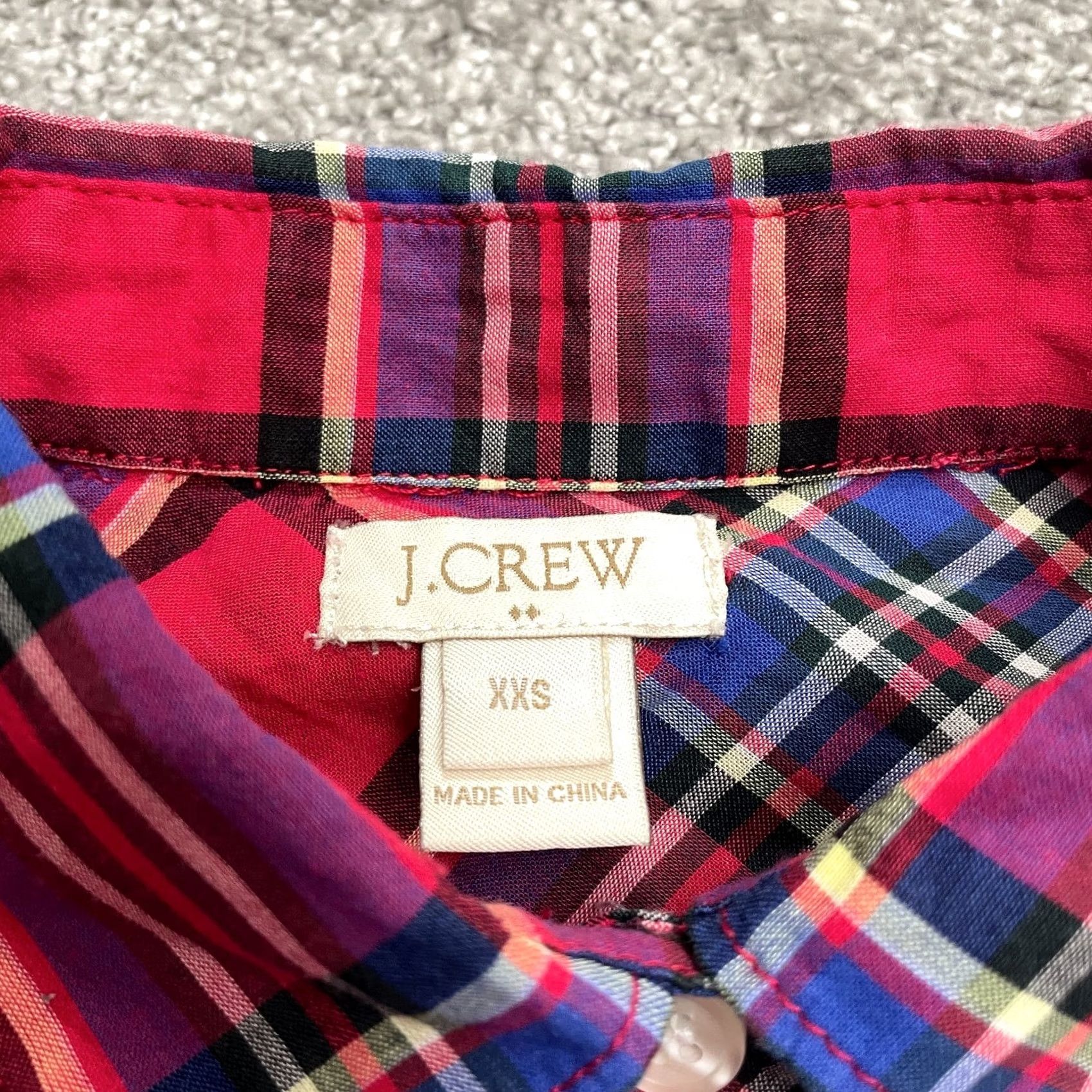 J.Crew J.Crew Shirt Women 2XS Red Blue Plaid Button-Down Long Sleeve Cotton Crewneck? No Size XXS / US 00 / IT 34 - 4 Thumbnail