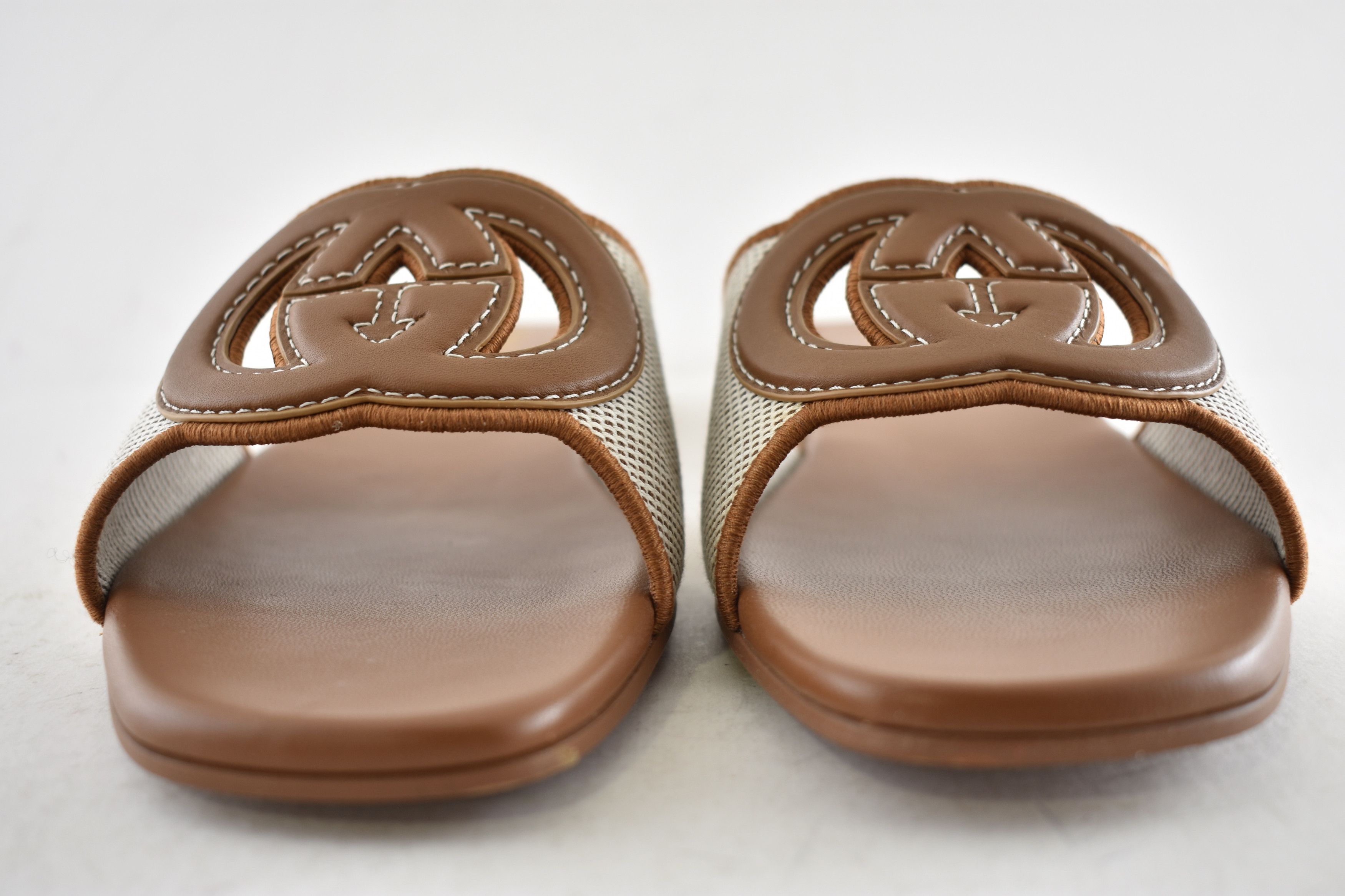 Gucci Gucci GG Interlocking Logo Brown Flat Slide Sandal 42 Size US 12 / IT 42 - 9 Thumbnail