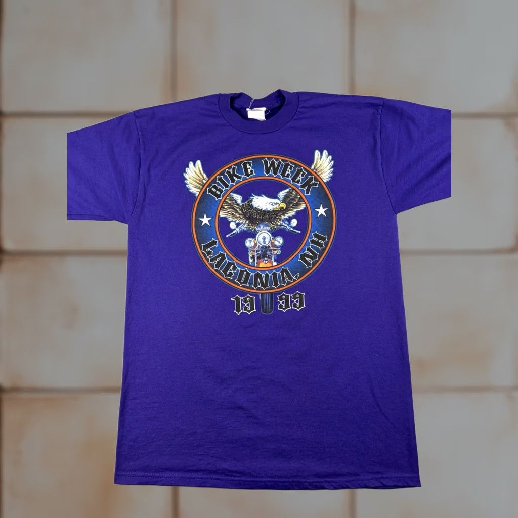 Vintage VINTAGE Laconia Bike Week T Shirt Men’s Size Large Purple Motorcycle Biker Eagle Shirt Mens Short Sleeve Crew Neck Cotton Graphic Print Size US L / EU 52-54 / 3 - 1 Thumbnail