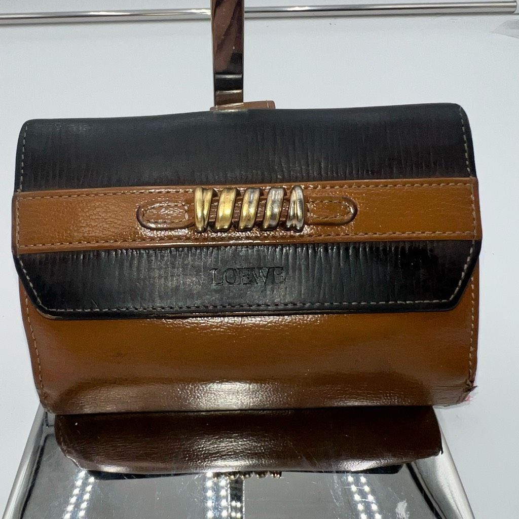 Loewe Loewe Velazquez Leather Folded Wallet Double-sided Brown Tan Size ONE SIZE - 1 Thumbnail