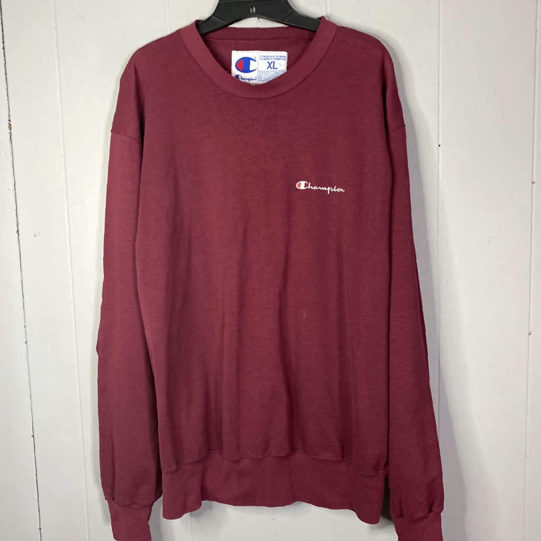 Champion VINTAGE Champion Sweatshirt Crewneck Mens XL Maroon Red Fade 90s Pullover Size US XL / EU 56 / 4 - 5 Thumbnail