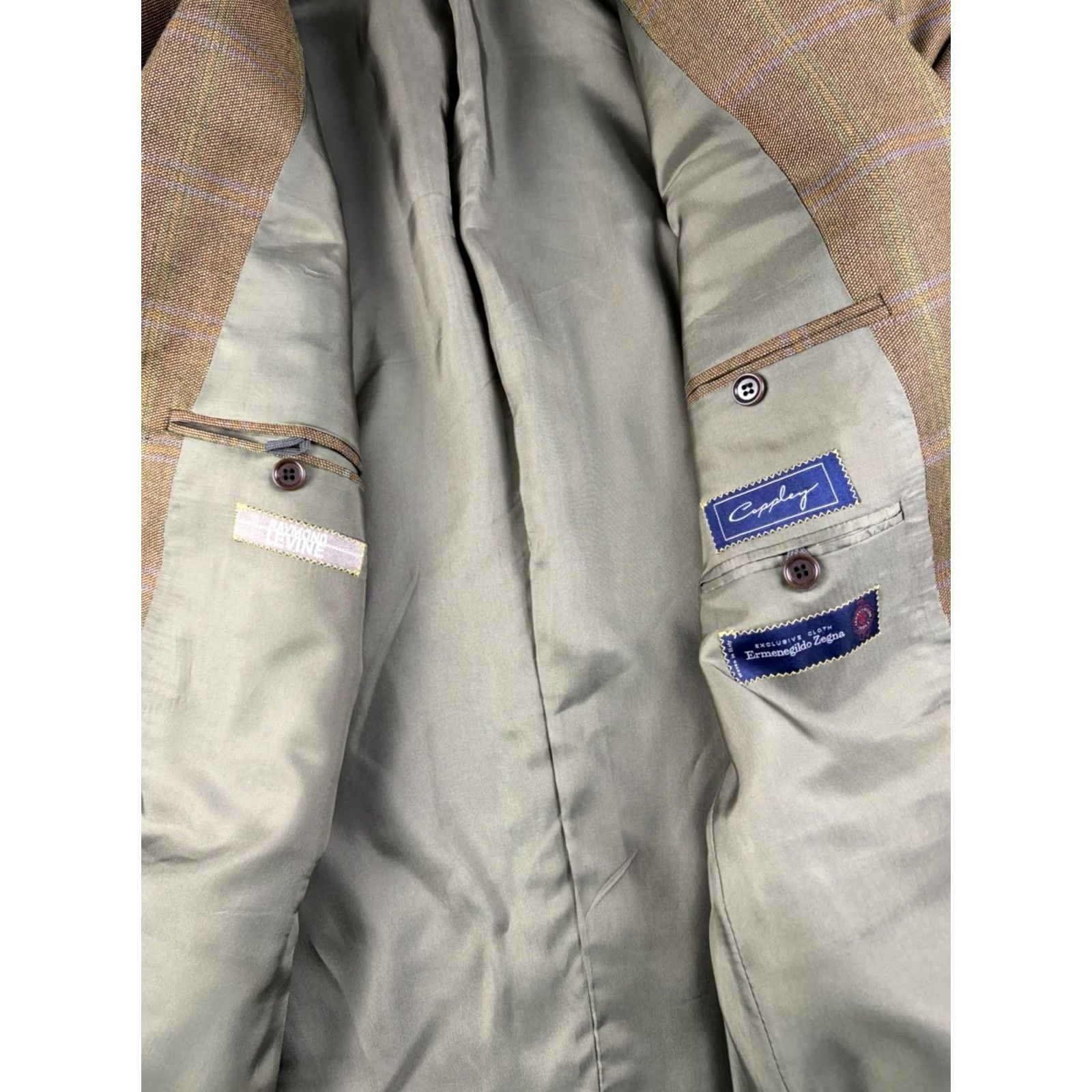 Ermenegildo Zegna Ermenegildo Zegna Blazer Wool Plaid Single-Breasted 3-Button Brown 42 Mens Regular Notch Lapel Jacket Coat Fashion Coat Blazer Size 42R - 5 Thumbnail