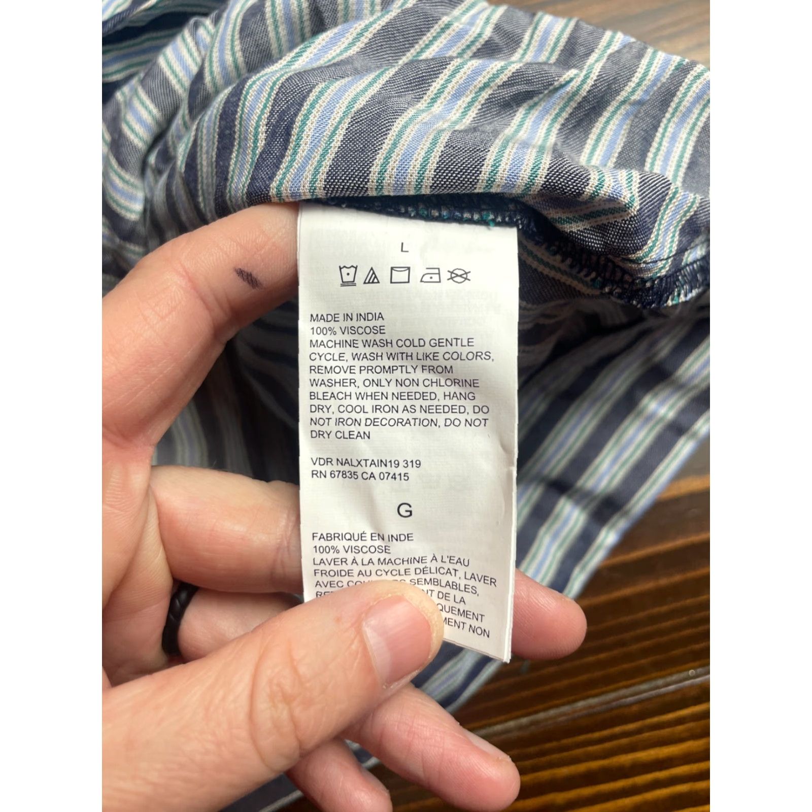 Nautica Nautica Jean Co. Wrap Blouse Shirt Womens Large Blue Green Striped 3/4 Sleeve Tie Hem Vintage No (adjust if vintage) Size L / US 10 / IT 46 - 6 Thumbnail
