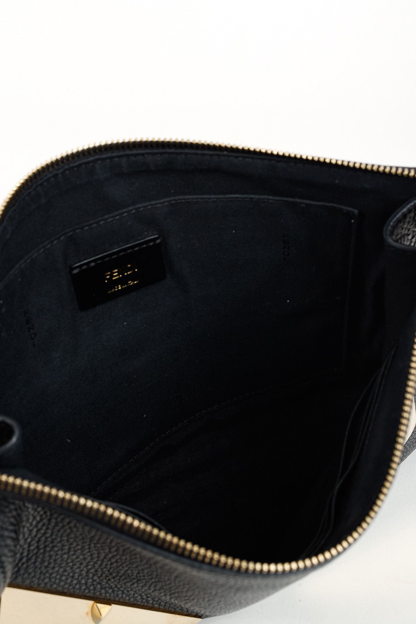 Fendi Fendi Monster Black Pebbled Leather Large Clutch Size ONE SIZE - 10 Thumbnail