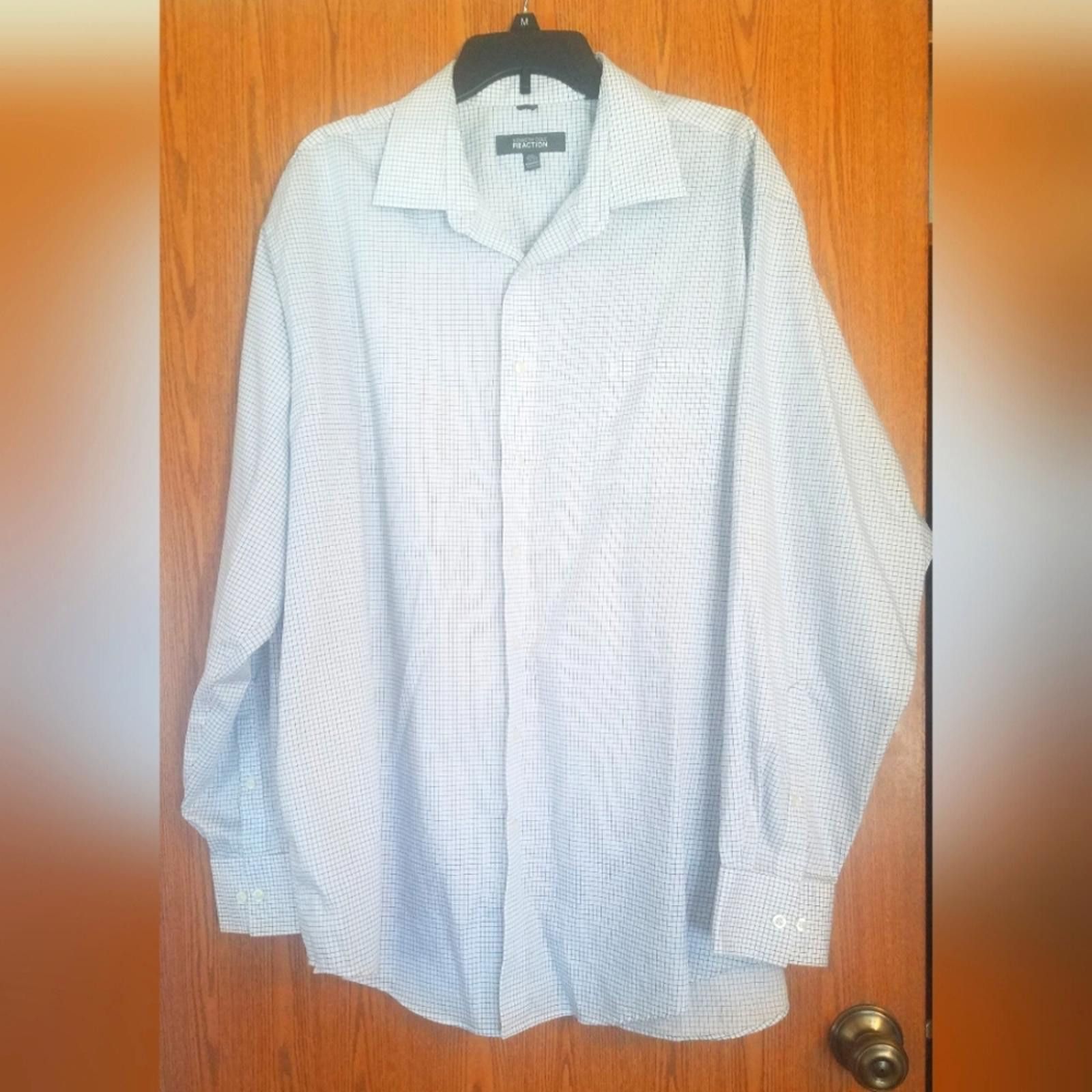 Designer Kenneth Cole Reaction Blue Regular Fit Patterned Shirt XXL Size 48R - 1 Thumbnail