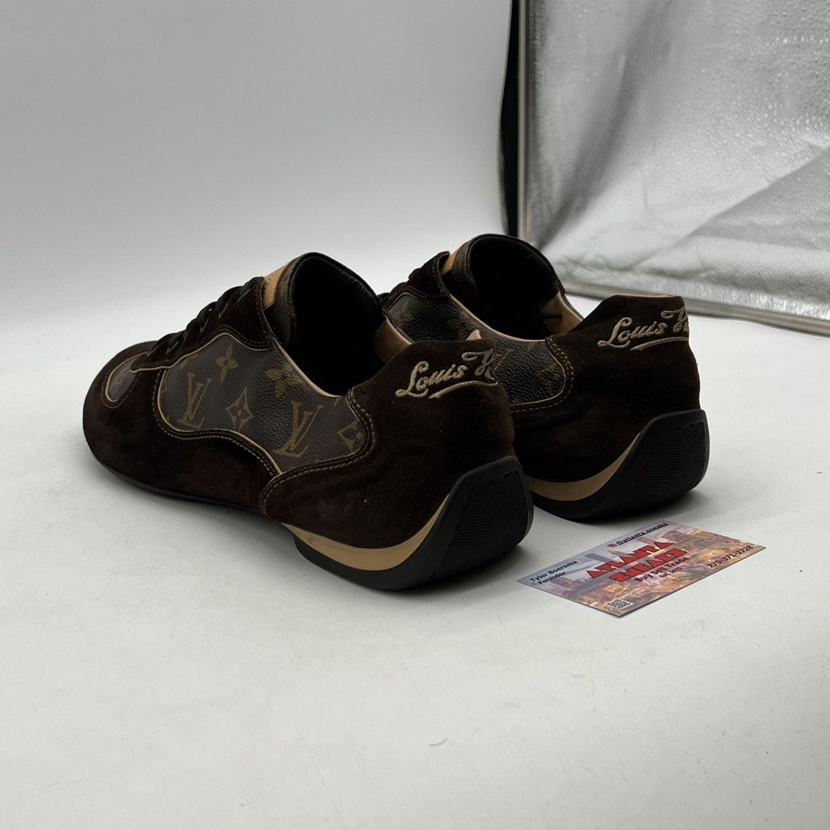 Louis Vuitton Louis Vuitton Suede Low Top Monogram sneakers Size US 13 / EU 46 - 4 Thumbnail