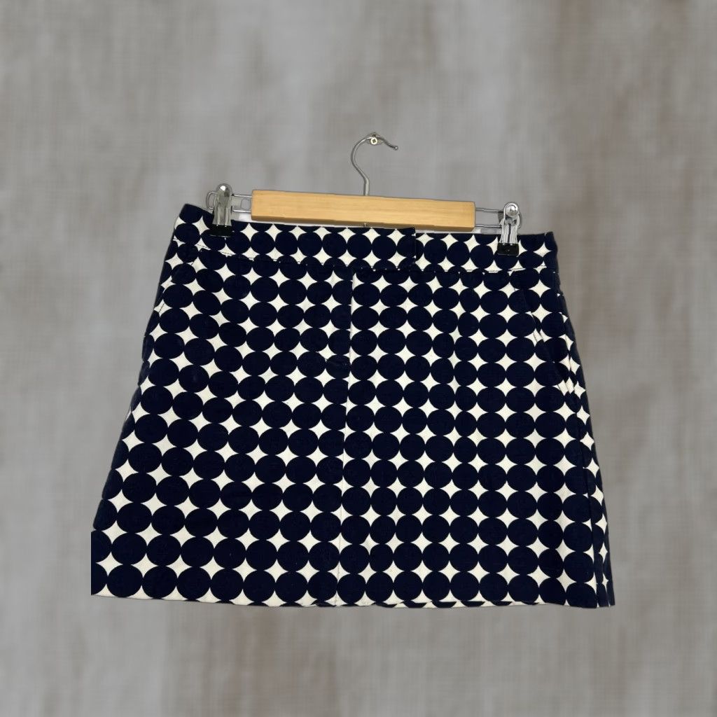 J.Crew J.CREW Skirt Womens Size 4 Mini Multicolor Blue White Polka Dot 30x14 Short Regular Mens Size 27" / US 4 / IT 40 - 1 Thumbnail