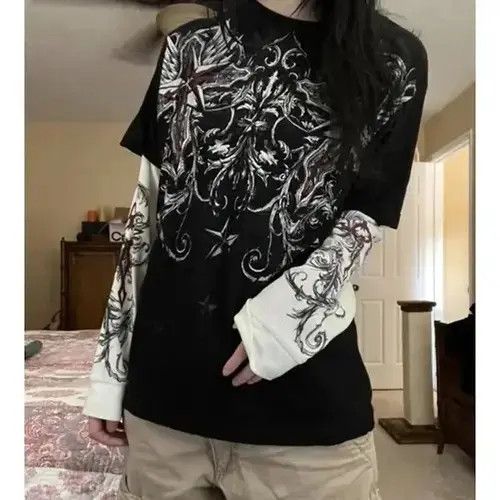 Other Women Print Patchwork Long Sleeve T-Shirts Size US M / EU 48-50 / 2 - 1 Thumbnail