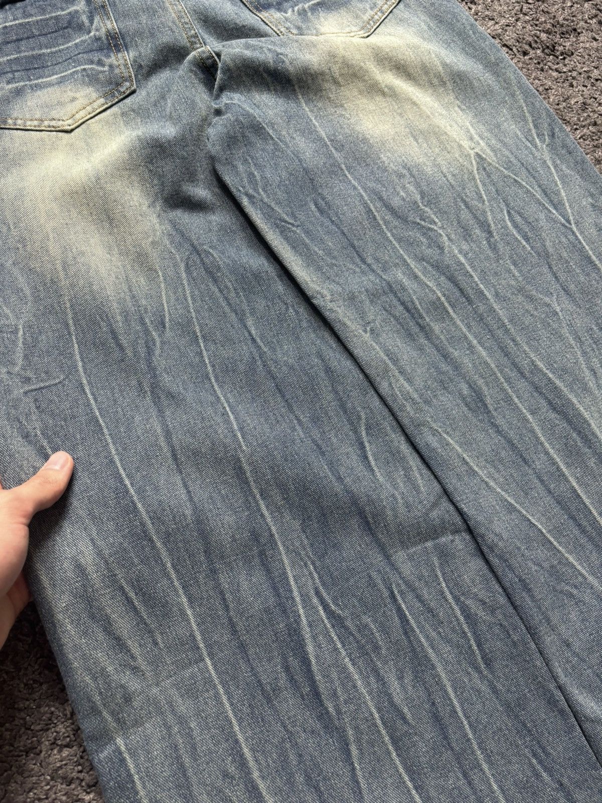 Jean × Vintage Vintage very rare wide leg electric thunder blue baggy jeans Size US 33 - 19 Thumbnail