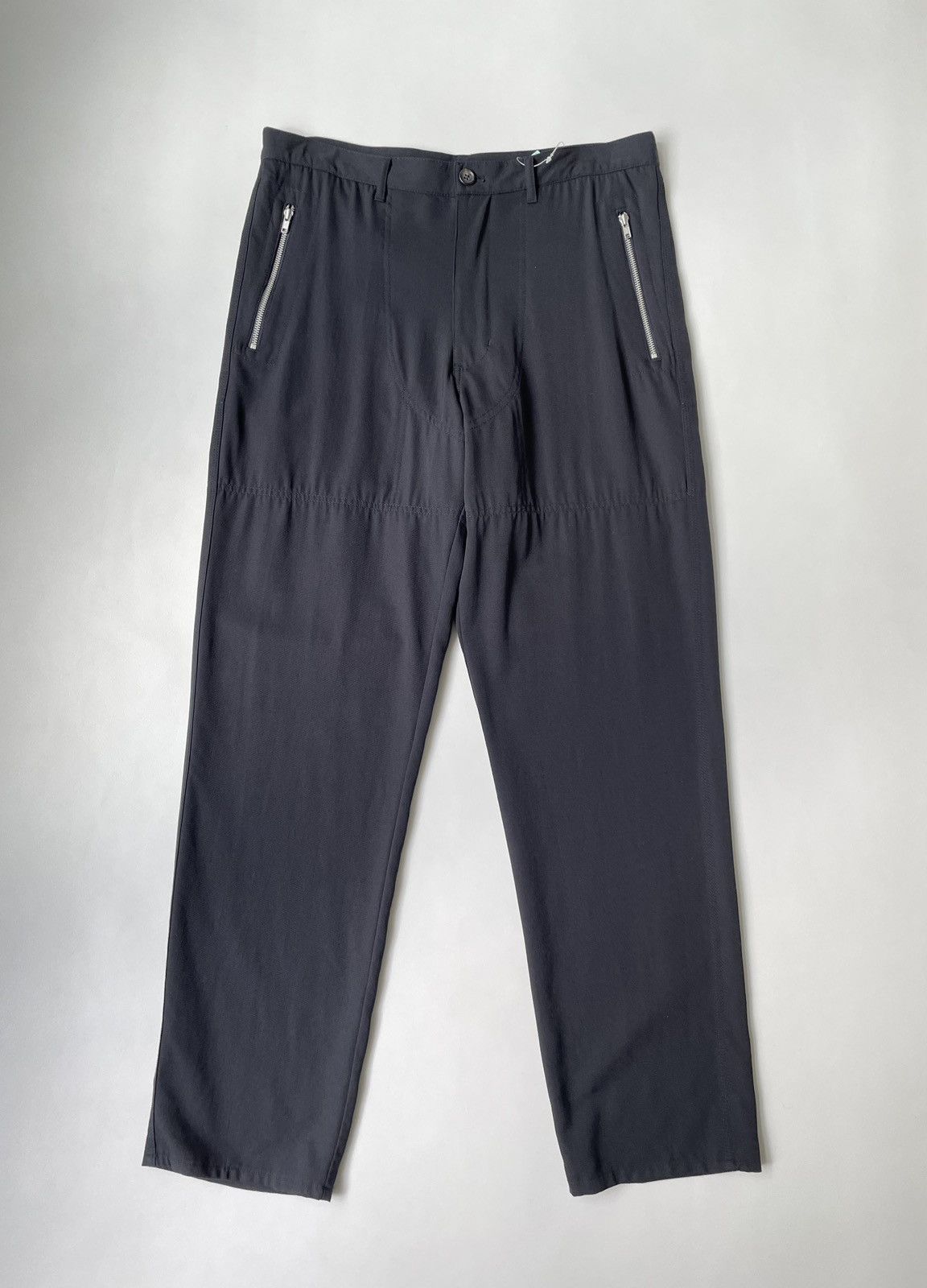 image of Comme Des Garcons Dark Blue Wool Utility Trousers, Men's (Size 32)
