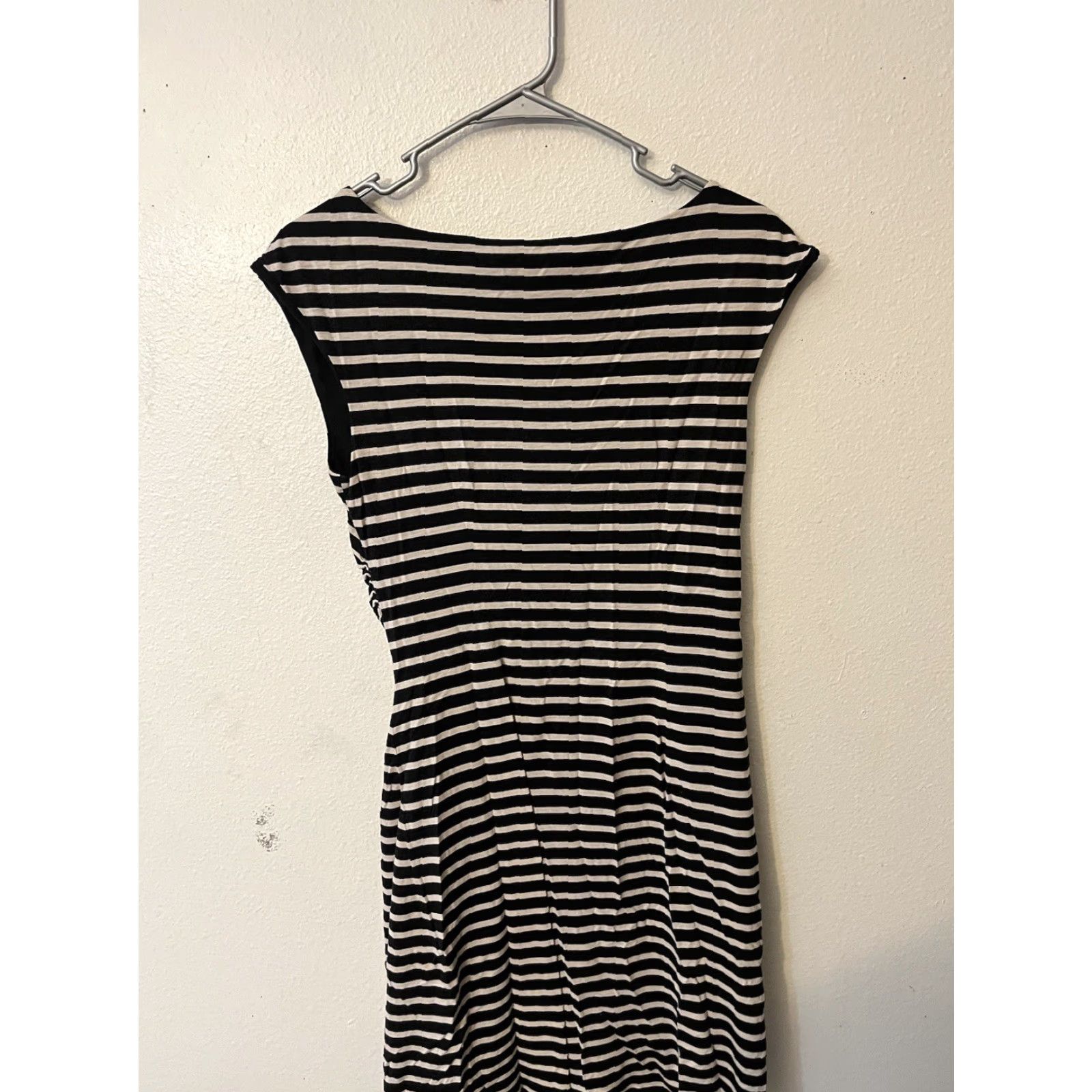 Ann Taylor Ann Taylor LOFT Dress Womens Medium Black White Stripe Sleeveless Ruched Side Size M / US 6-8 / IT 42-44 - 3 Thumbnail