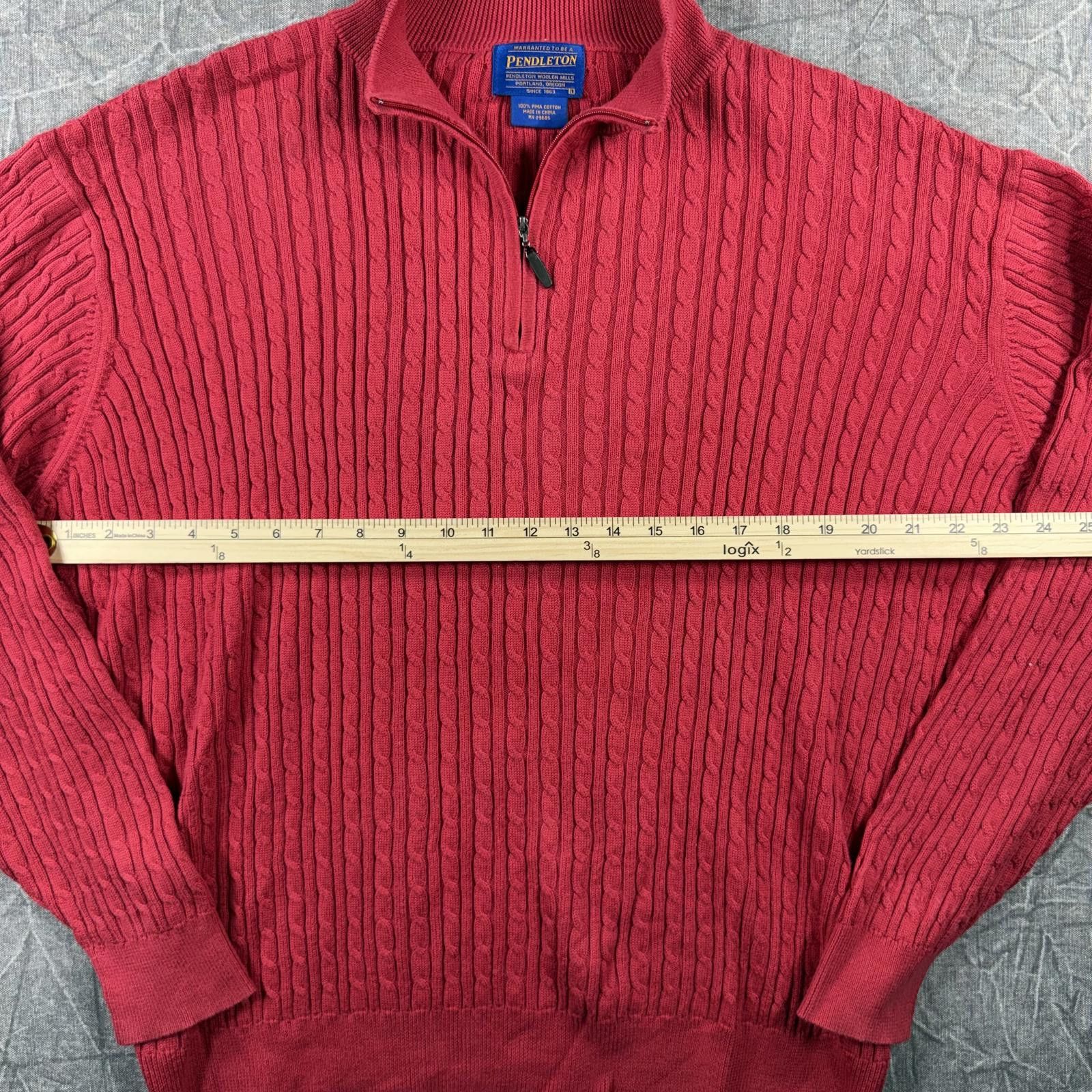 Pendleton Pendleton Sweater Men's L Red 1/4 Zip Fisherman Pima Cotton Size US L / EU 52-54 / 3 - 4 Thumbnail