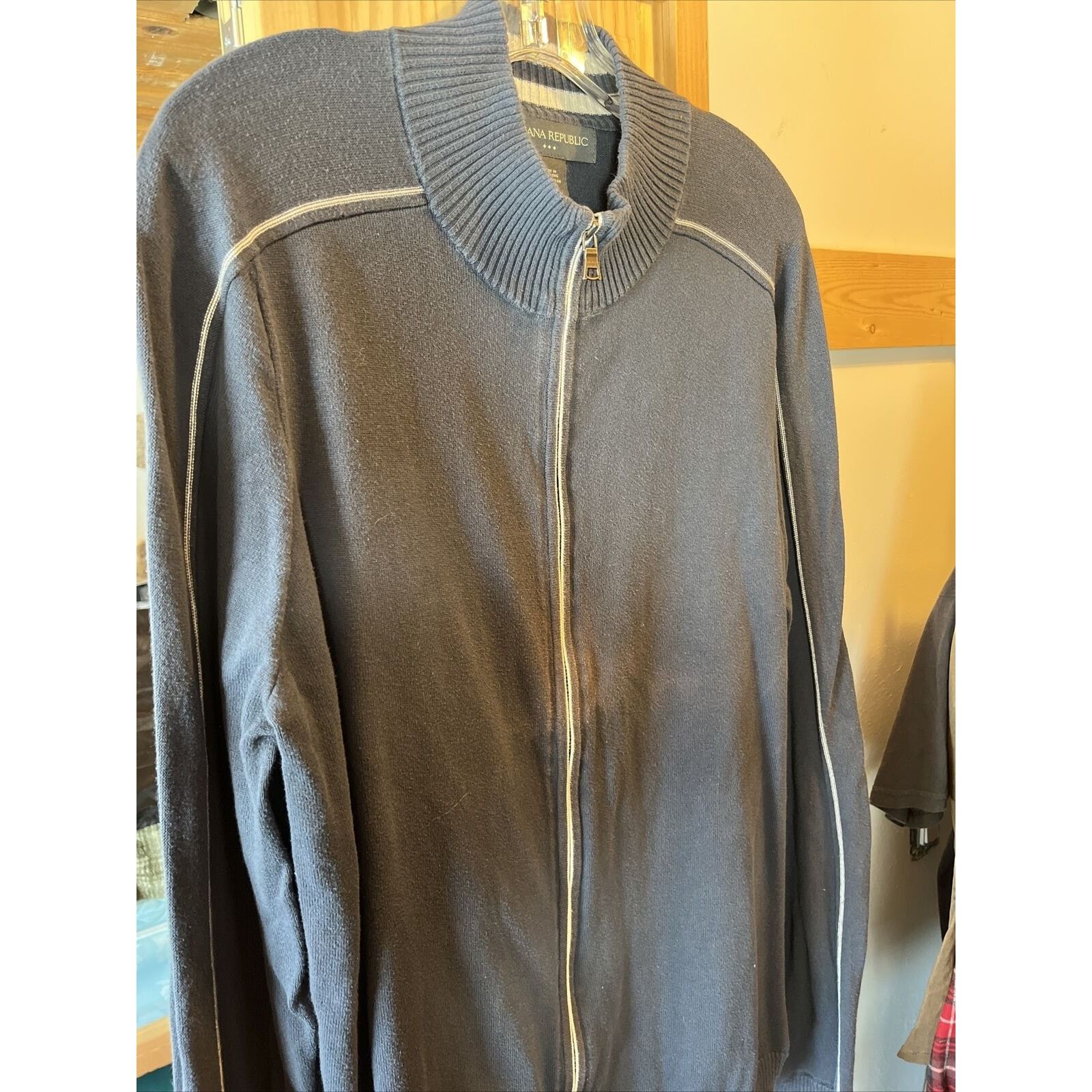 Banana Republic Banana Republic Mens Large Blue 100% Cotton Full Zip sweater Size US L / EU 52-54 / 3 - 2 Thumbnail
