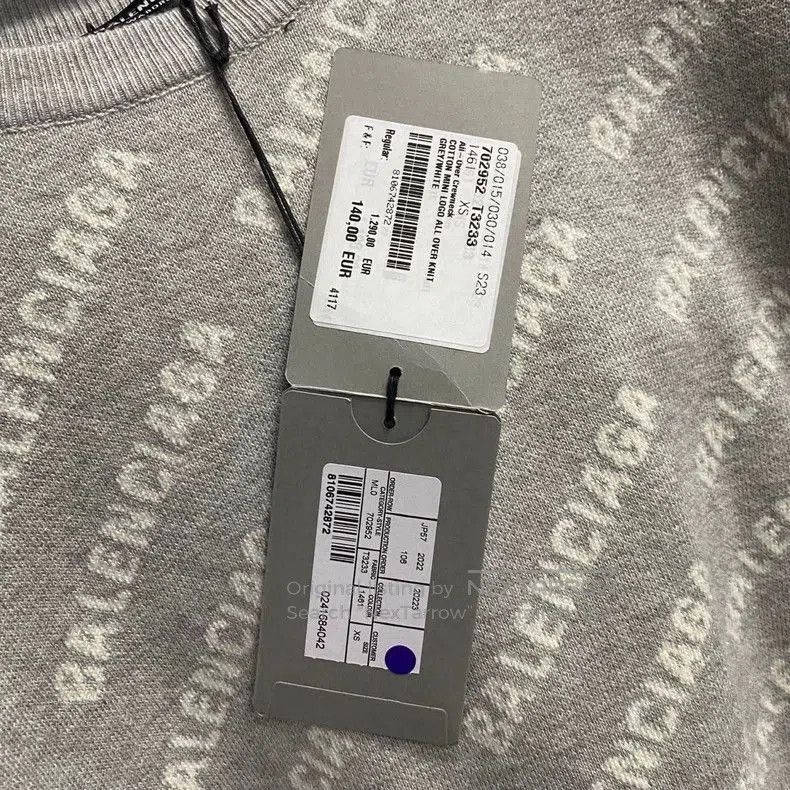Balenciaga Balenciaga Grey Logo Knit Sweater. Size US XS / EU 42 / 0 - 5 Thumbnail