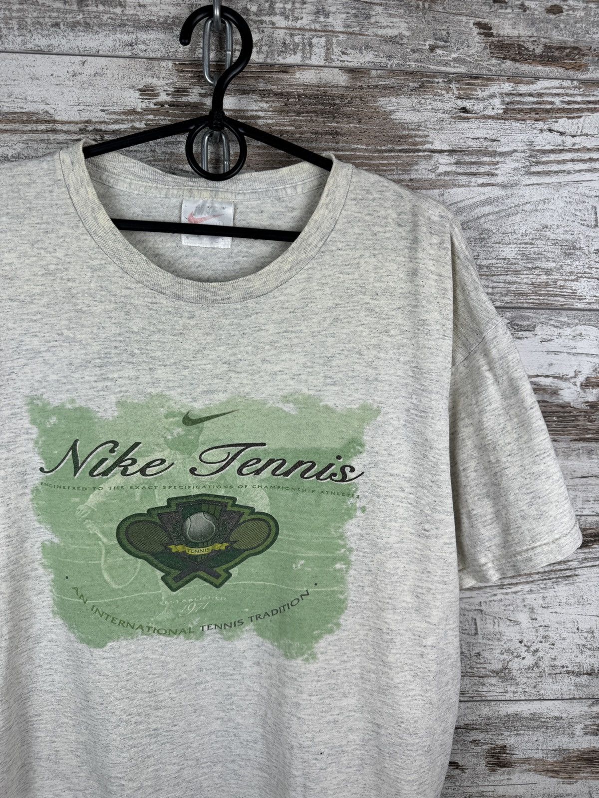 Nike × Vintage Mens Vintage Nike tennis USA T-shirt big logo tee rare 90s Size US L / EU 52-54 / 3 - 3 Thumbnail