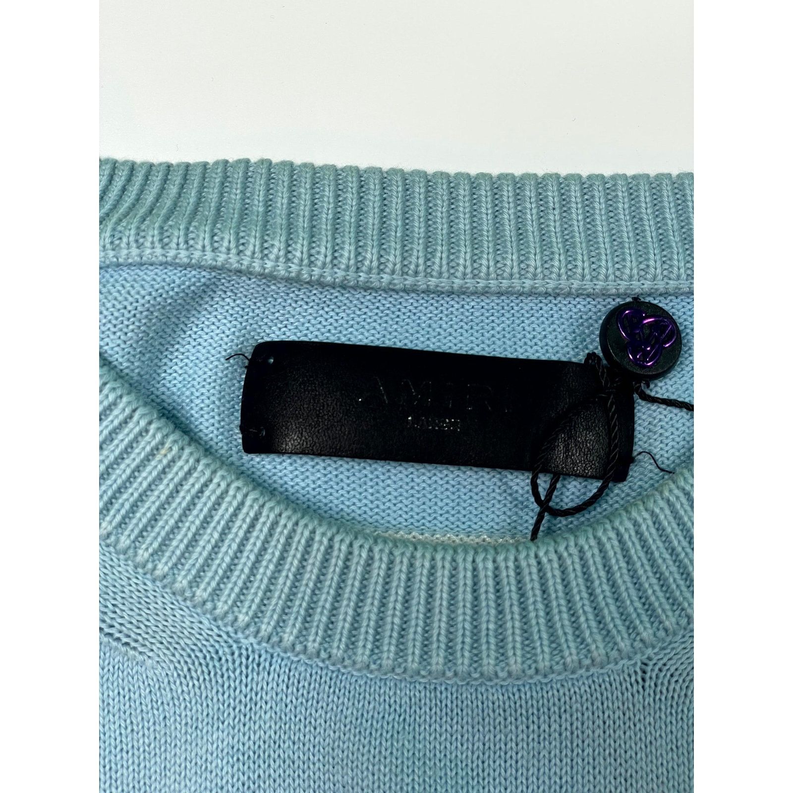 Amiri Amiri Core Logo Baby Blue & White Sweater Size US L / EU 52-54 / 3 - 3 Thumbnail