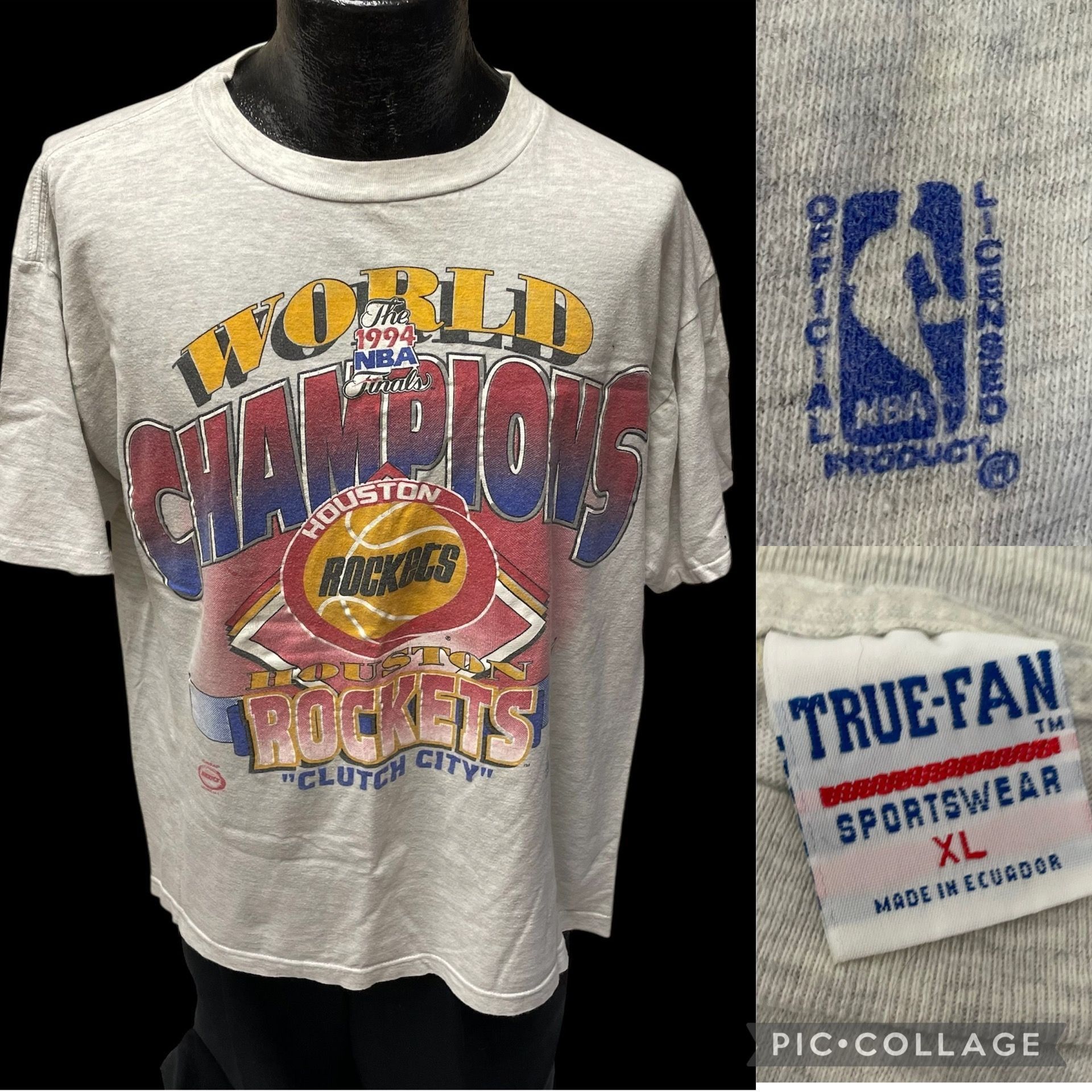 Other Vtg True-Fan NBA Houston Rockets CLUTCH CITY World Champs Size US XL / EU 56 / 4 - 1 Thumbnail