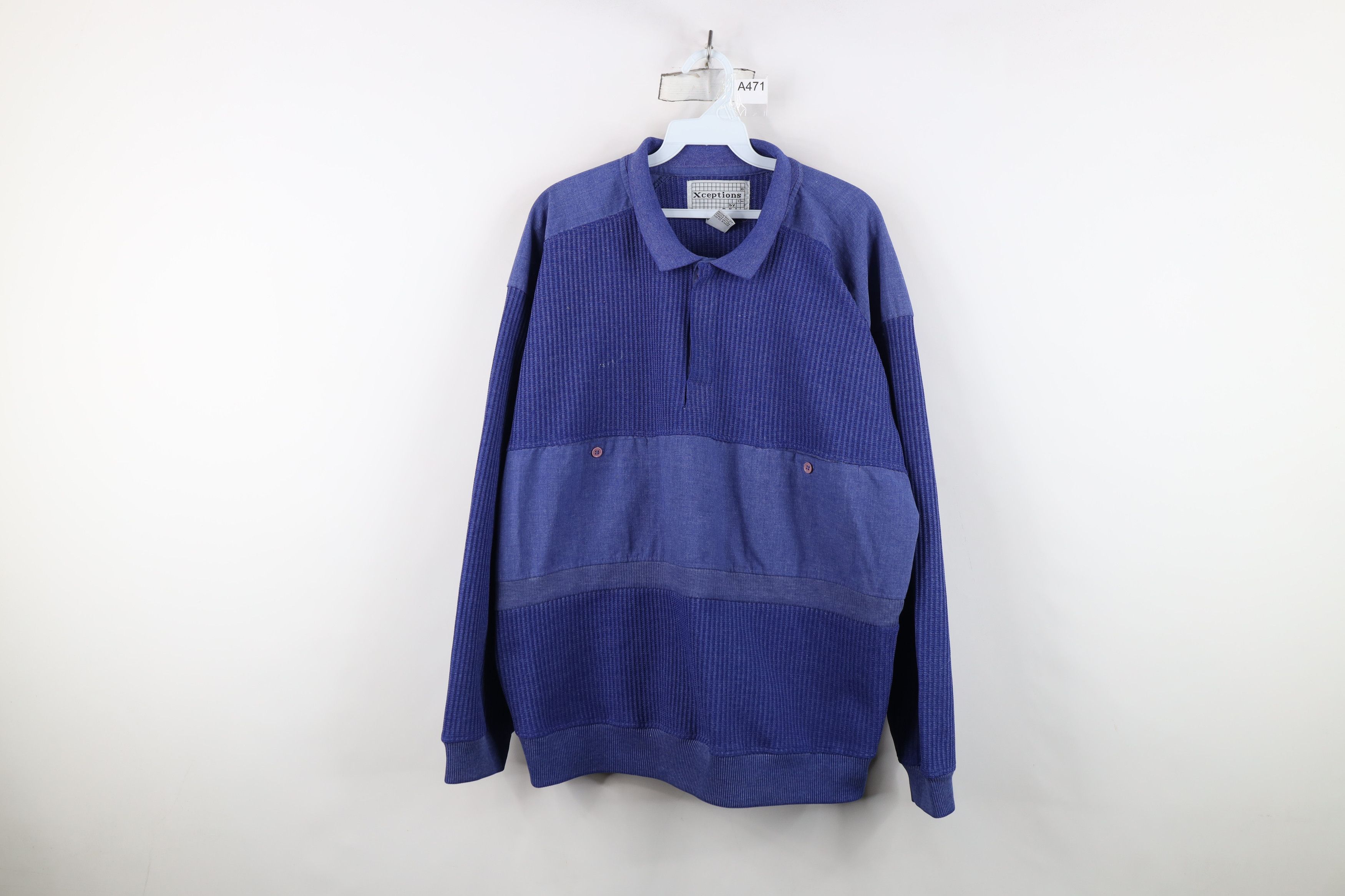 Vintage Vintage 90s Streetwear Waffle Knit Pullover Polo Shirt Size US XXL / EU 58 / 5 - 1 Thumbnail
