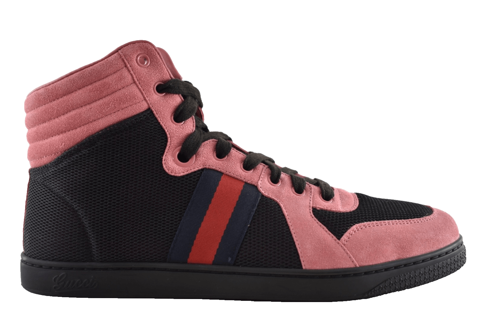 Gucci Gucci Pink Suede GG Logo Flat High Top Sneakers G 9 US 10 Size US 10 / EU 43 - 1 Thumbnail