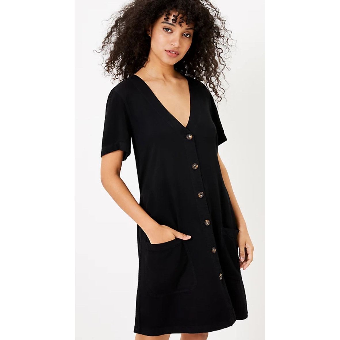 Loft Lou & Grey Fluid Twill Pocket Shirtdress V-Neck Dress l Size S / US 4 / IT 40 - 1 Thumbnail