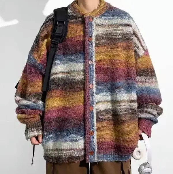 Japanese Brand Kitayama x Miku Striped Sweater Casual Cardigan Size US L / EU 52-54 / 3 - 1 Thumbnail