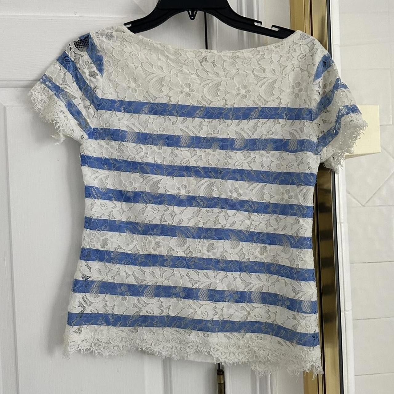 Cremieux Cremieux Women's White and Blue Tshirt Size XS / US 0-2 / IT 36-38 - 2 Thumbnail