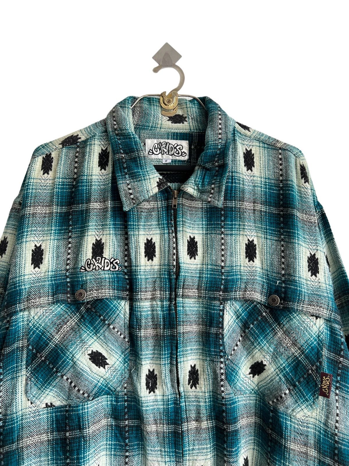 JNCO Y2K G Kids HipHop Navajo Print Madras Tartan Boxy OS Jacket Size US XL / EU 56 / 4 - 4 Thumbnail