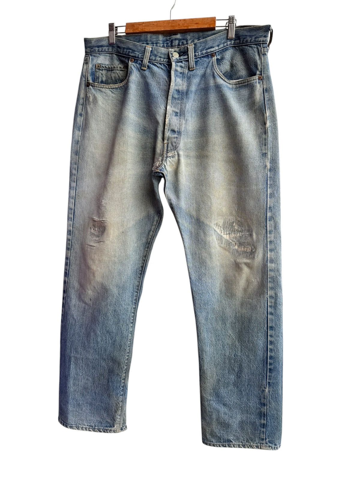 Levi's Vintage Distressed Levis 501 Selvedge Top button 6 Size US 36 / EU 52 - 4 Thumbnail