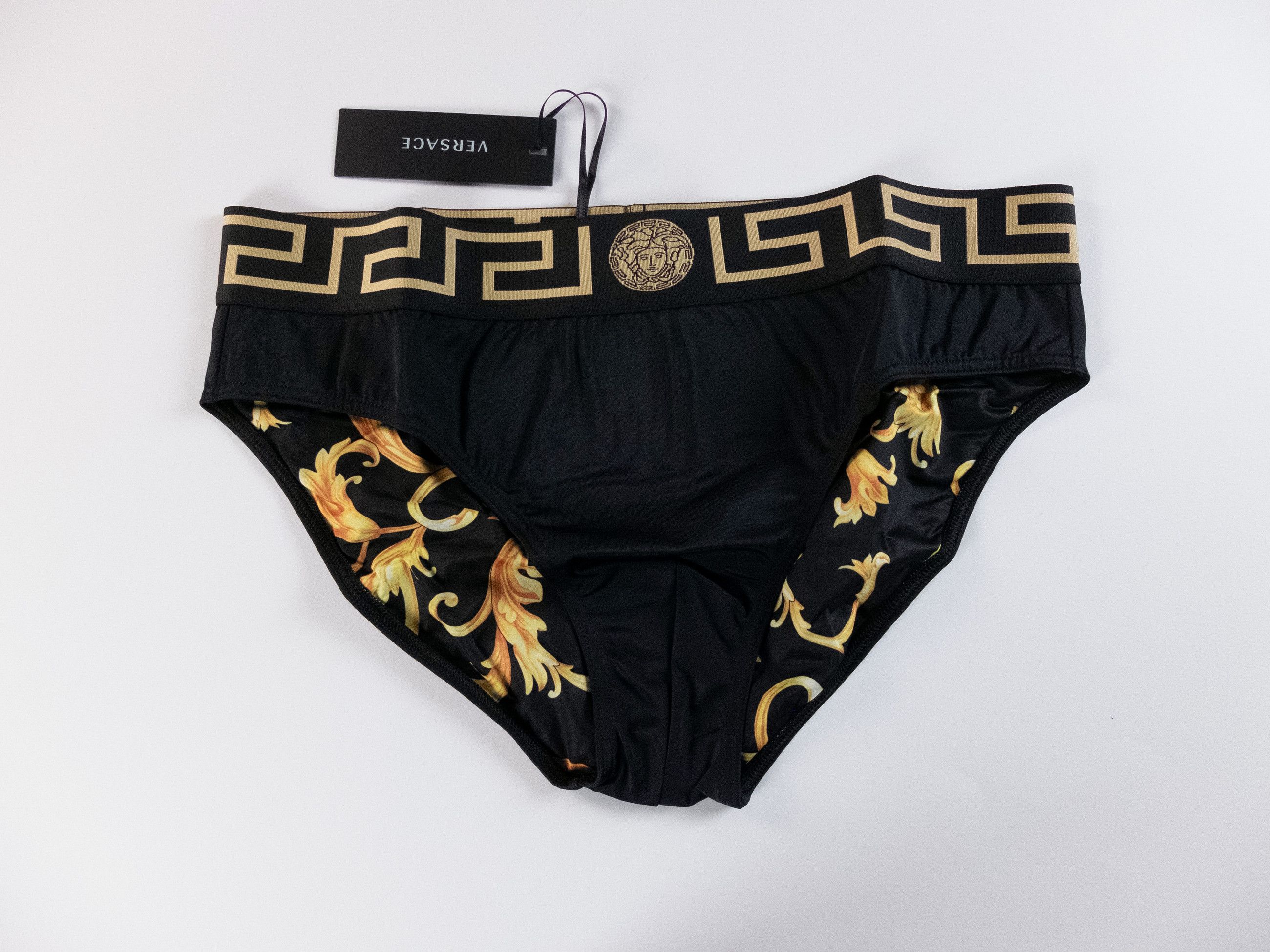 Versace VERSACE black swim briefs w barocco print inside 5 Large Size US 34 / EU 50 - 2 Thumbnail