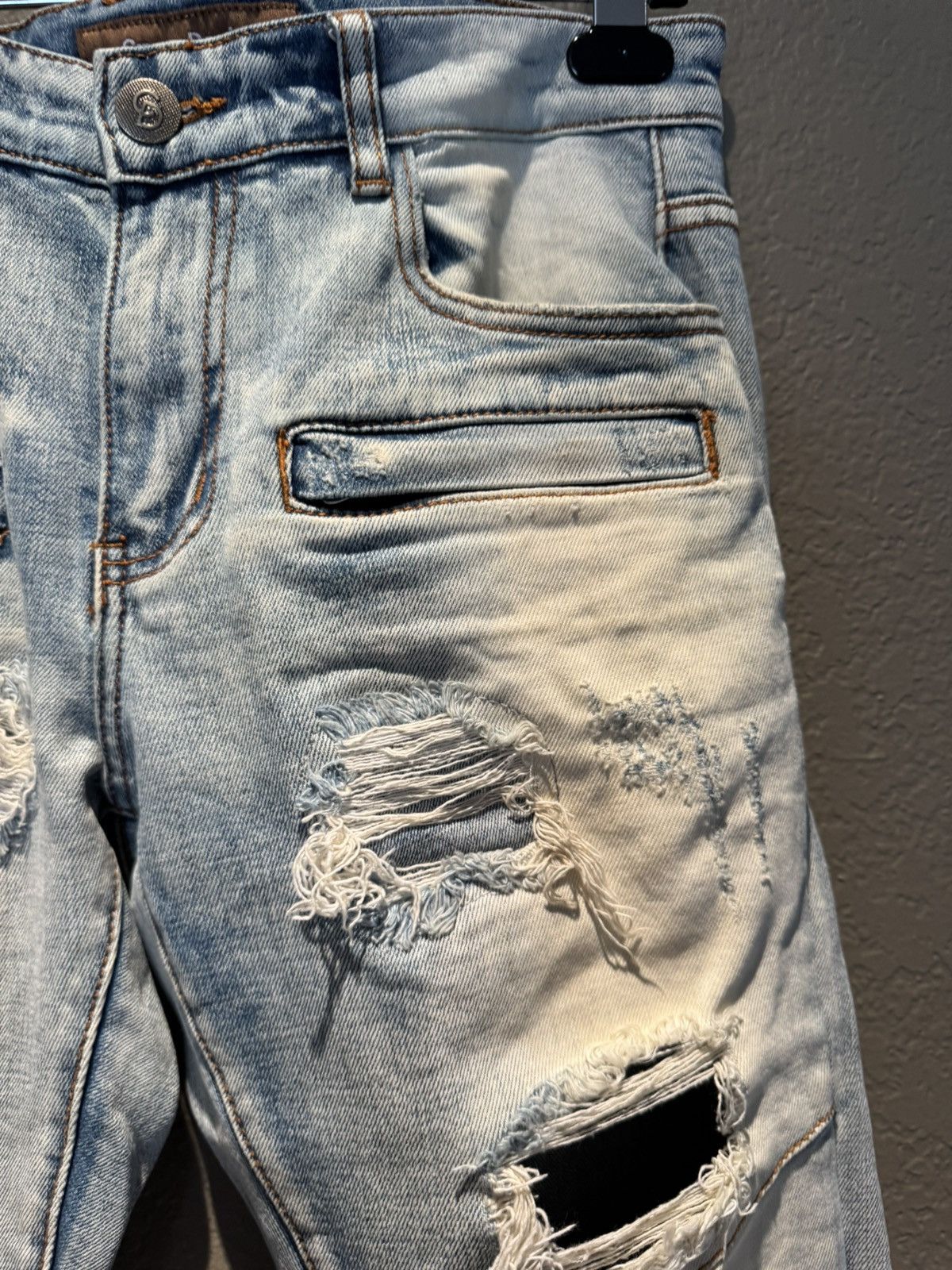 Crysp Denim Crysp Distressed Blue Biker Stitch Denim Size 30 Size US 30 / EU 46 - 4 Thumbnail