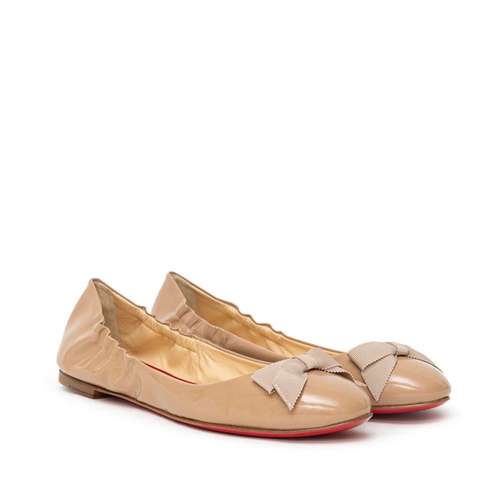 Christian Louboutin Christian Louboutin Gloriana Patent Ballerina Flat Nude 37.5 Size US 7.5 / IT 37.5 - 1 Thumbnail