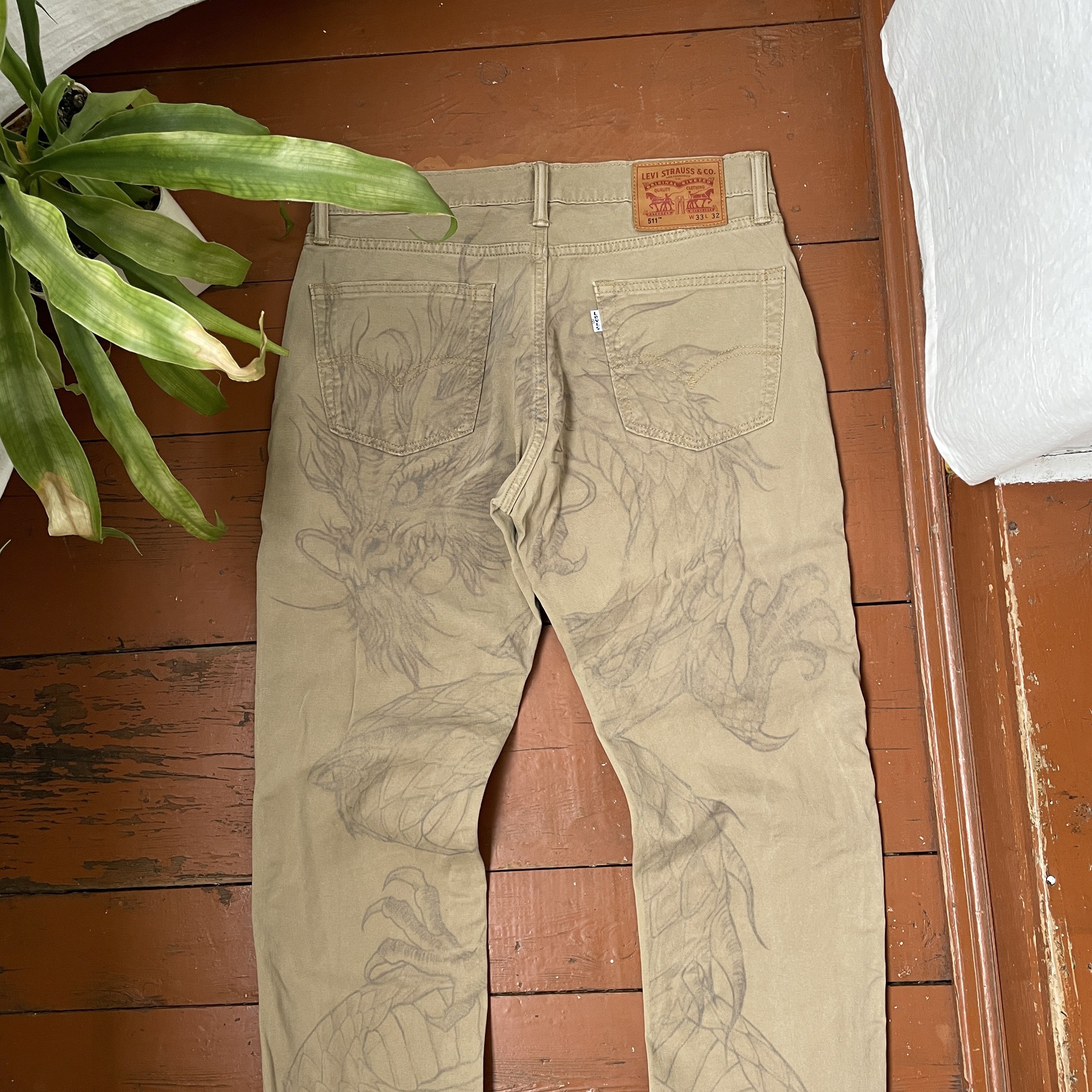 Levi's Custom Levi's pants Dragon Japanese style opium y2k faded Size US 33 - 5 Thumbnail
