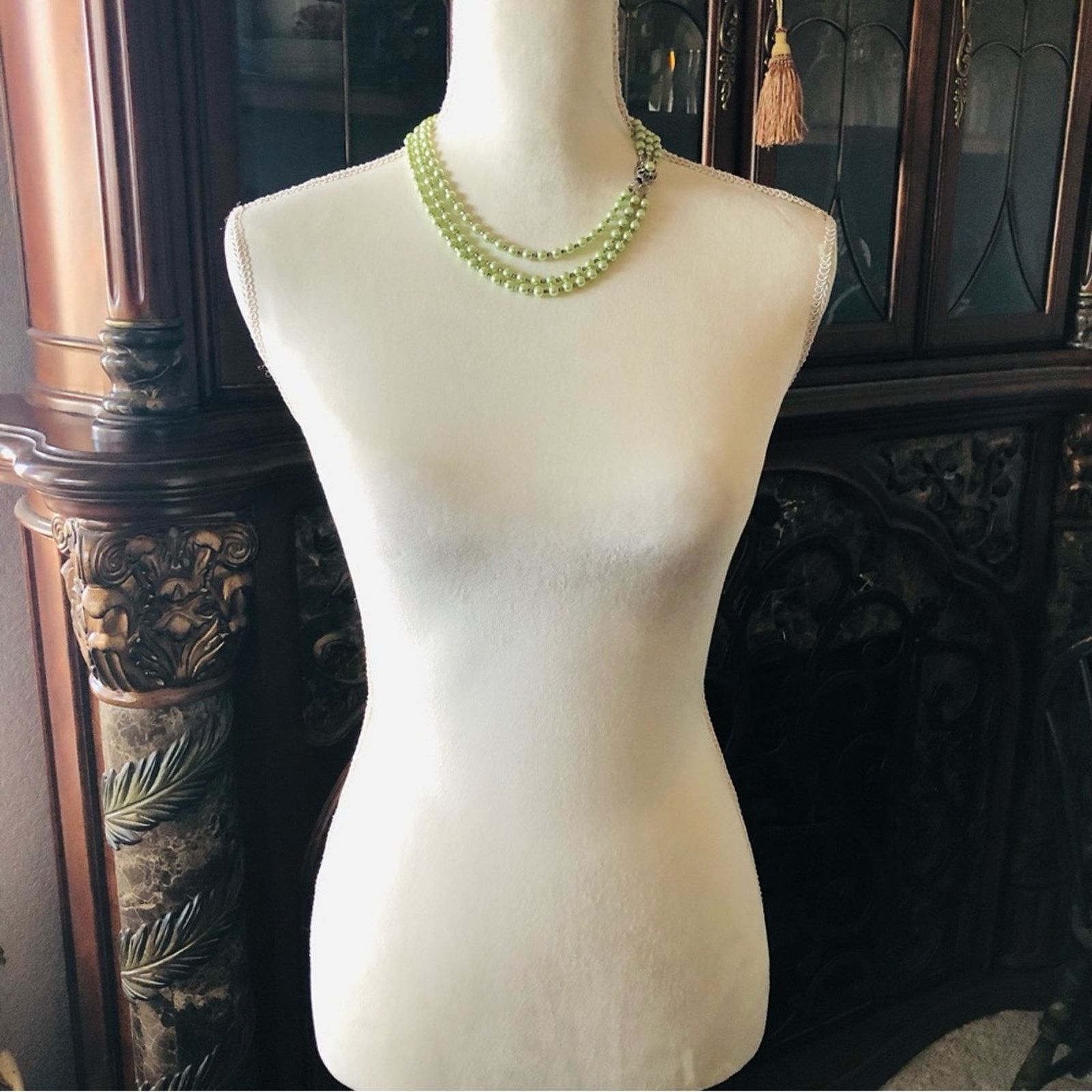 Jewelry Handcrafted green Czech Pearl custom matching clasp necklace Size ONE SIZE - 5 Thumbnail