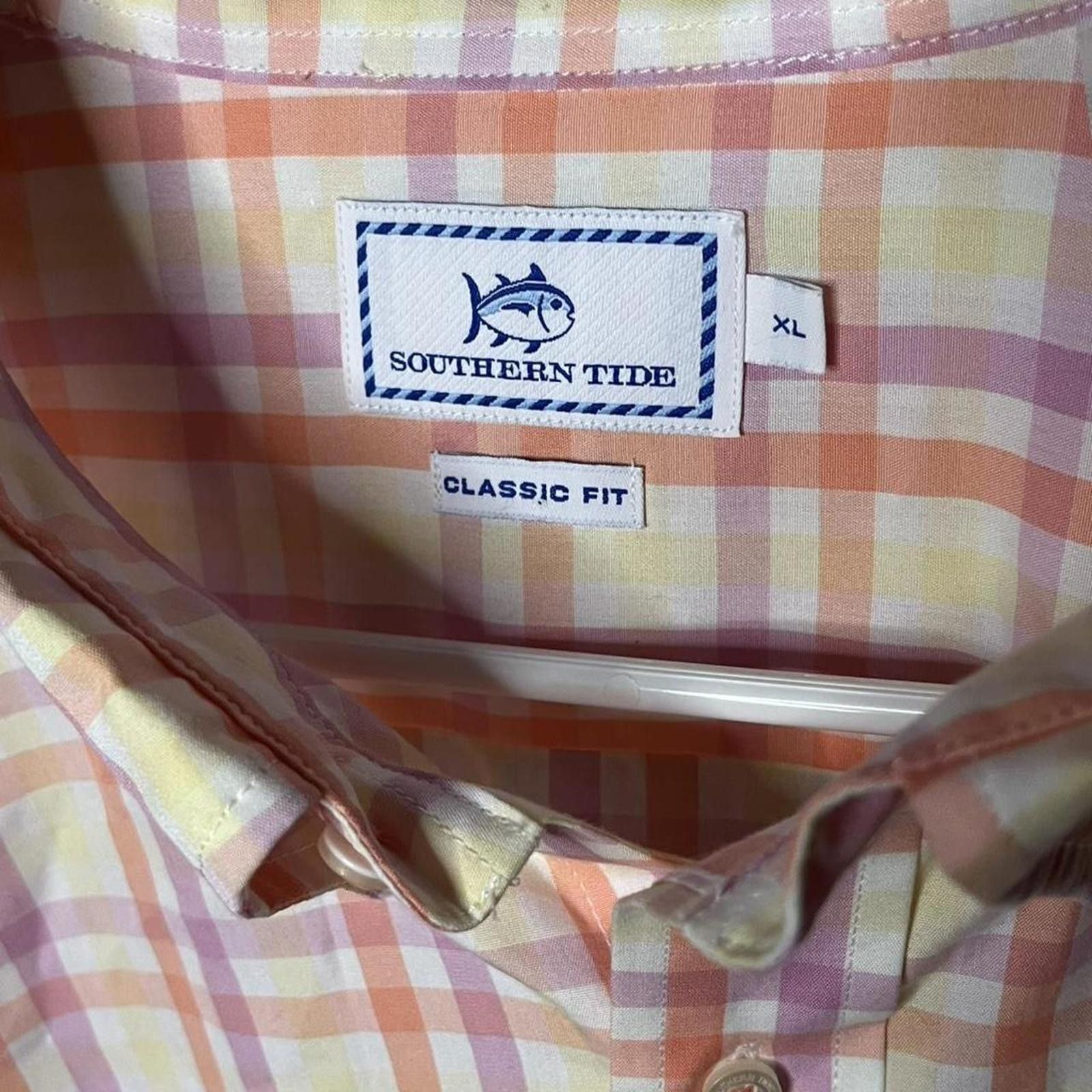 Southern Tide Southern Tide Gingham Button Down Peach Pink Yellow XL Size US XL / EU 56 / 4 - 3 Thumbnail
