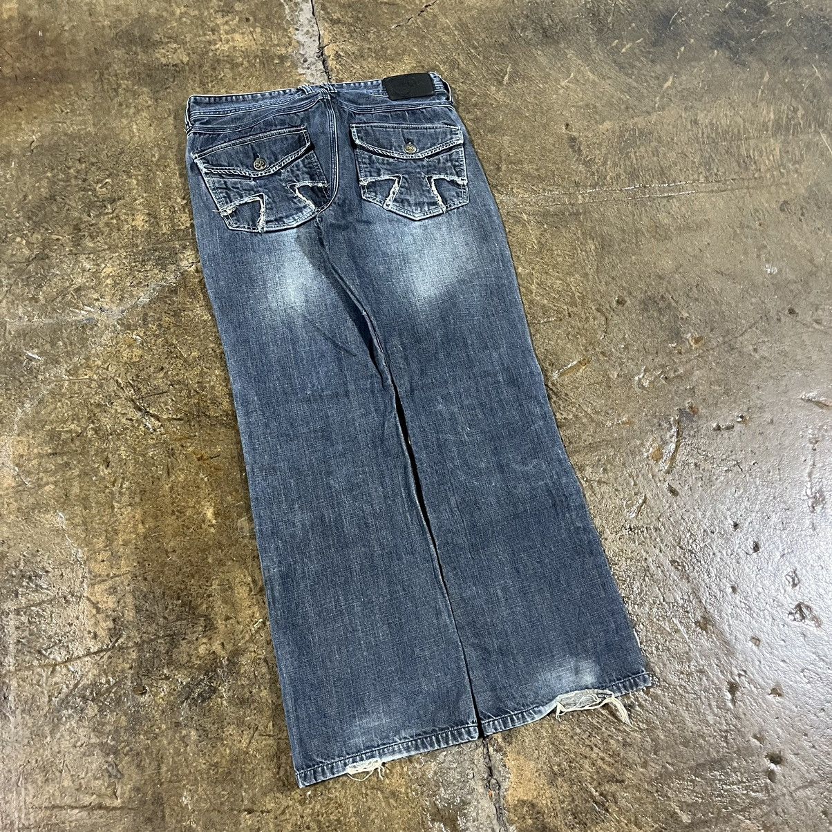 Affliction × JNCO × Vintage Crazy Y2K Affliction Style Cross Jeans Boot Cut Wide Leg Size US 34 / EU 50 - 3 Thumbnail