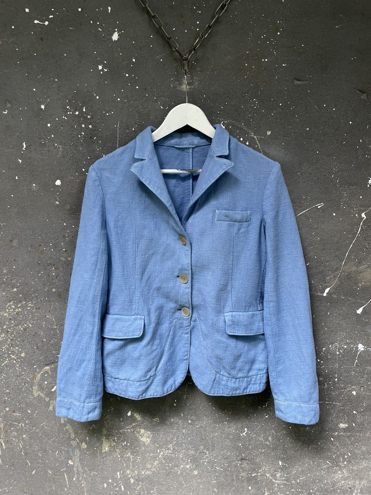 Jil Sander Vintage Jil Sander Linen Blue Blazer RARE Size S / US 4 / IT 40 - 1 Thumbnail