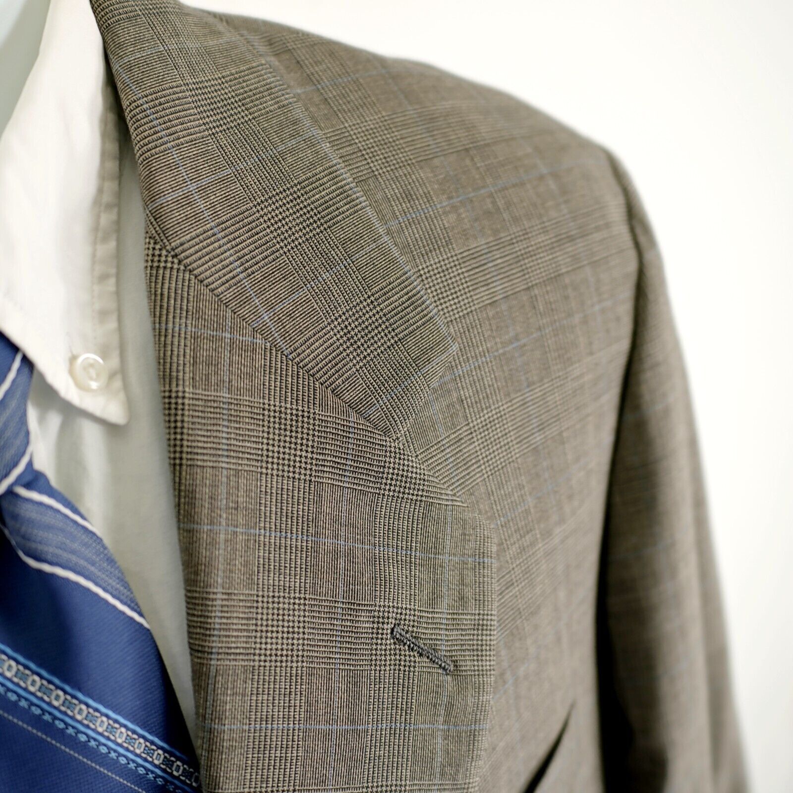 Hickey Freeman Hickey Freeman Collection Boardroom Wool Beige Glen Plaid 2 Size 42 - 2 Thumbnail